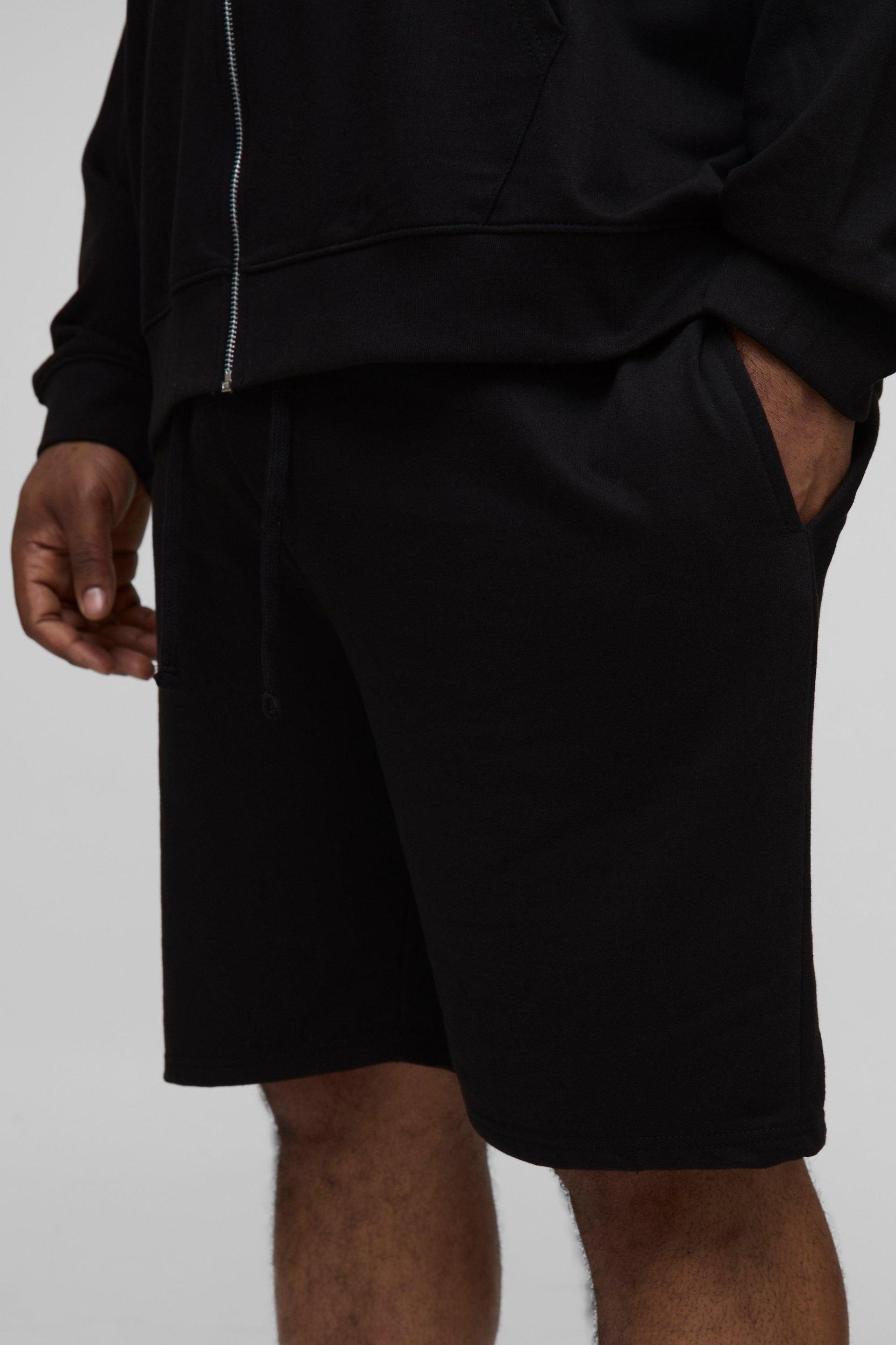 Plus 260GSM Loopback Slim Fit Basic Shorts | boohooMAN USA Product Image