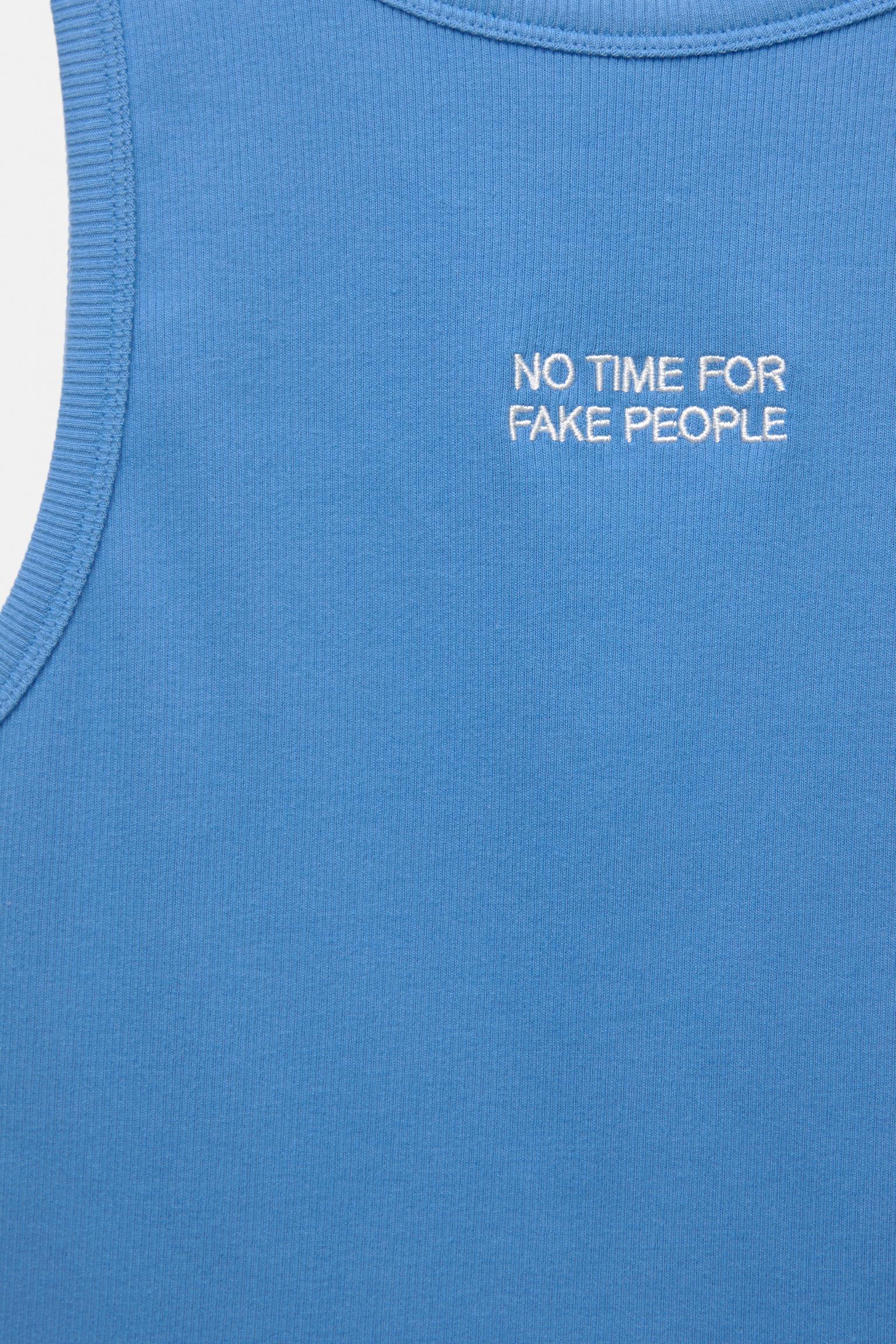Blue tank top with slogan Product Image