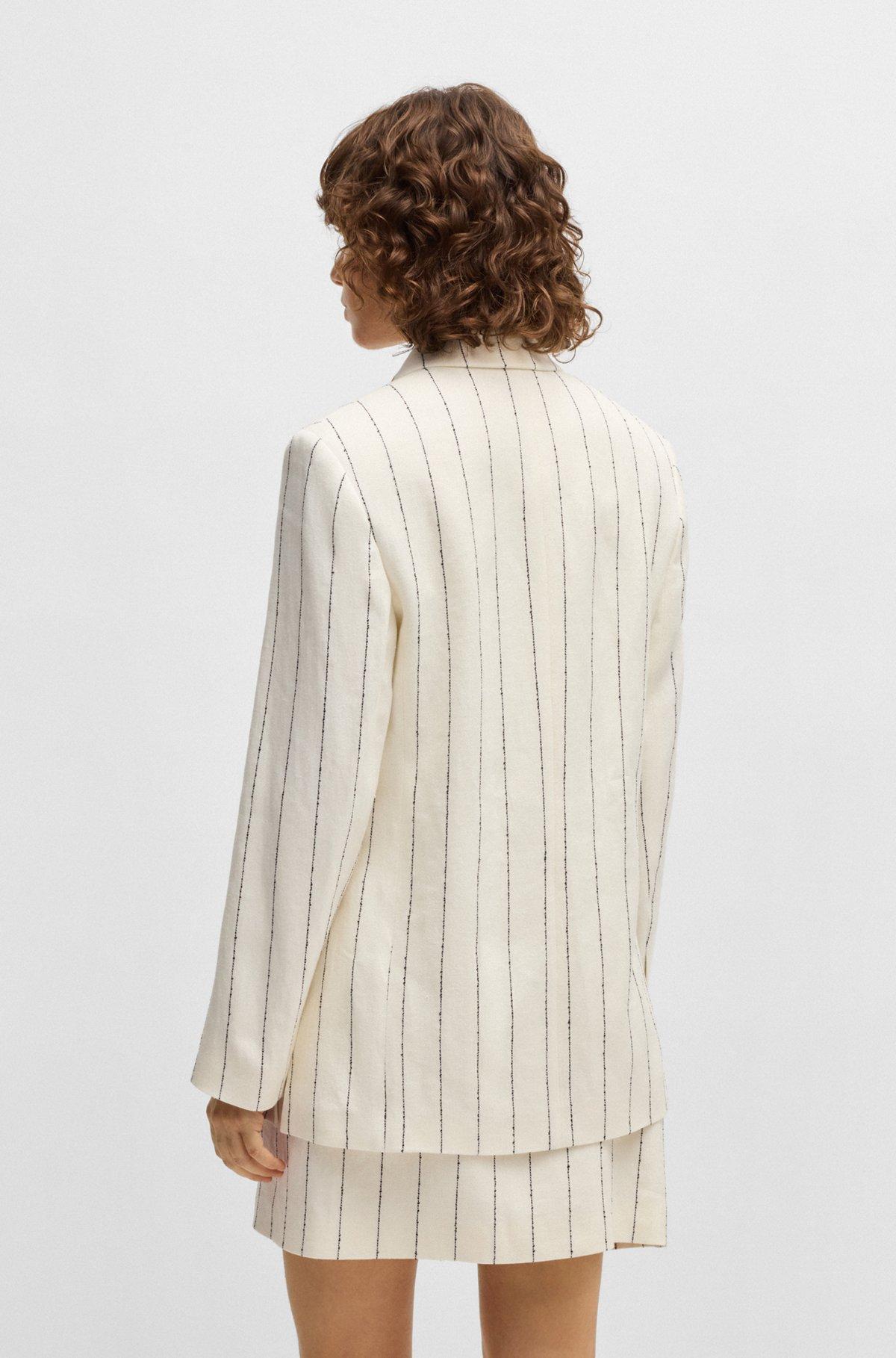 Relaxed-fit suit jacket in striped linen-blend bouclé Product Image