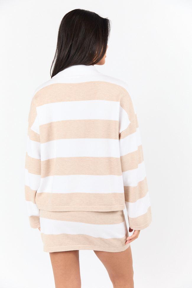 Seeing Double Neutral Striped Long Sleeve Sweater FINAL SALE Product Image