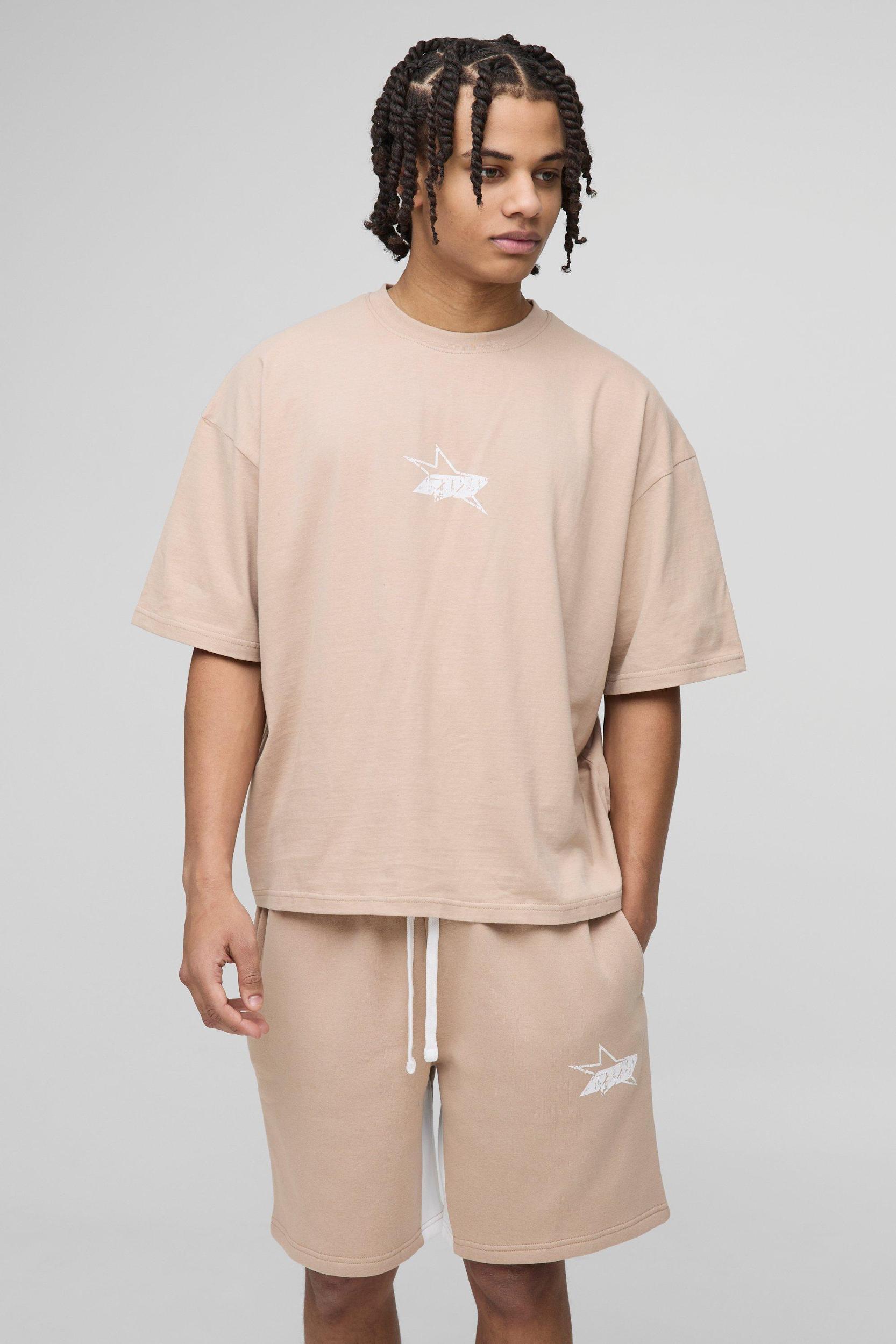 Oversized Boxy M Star T-Shirt & Gusset Short Set | boohooMAN USA Product Image