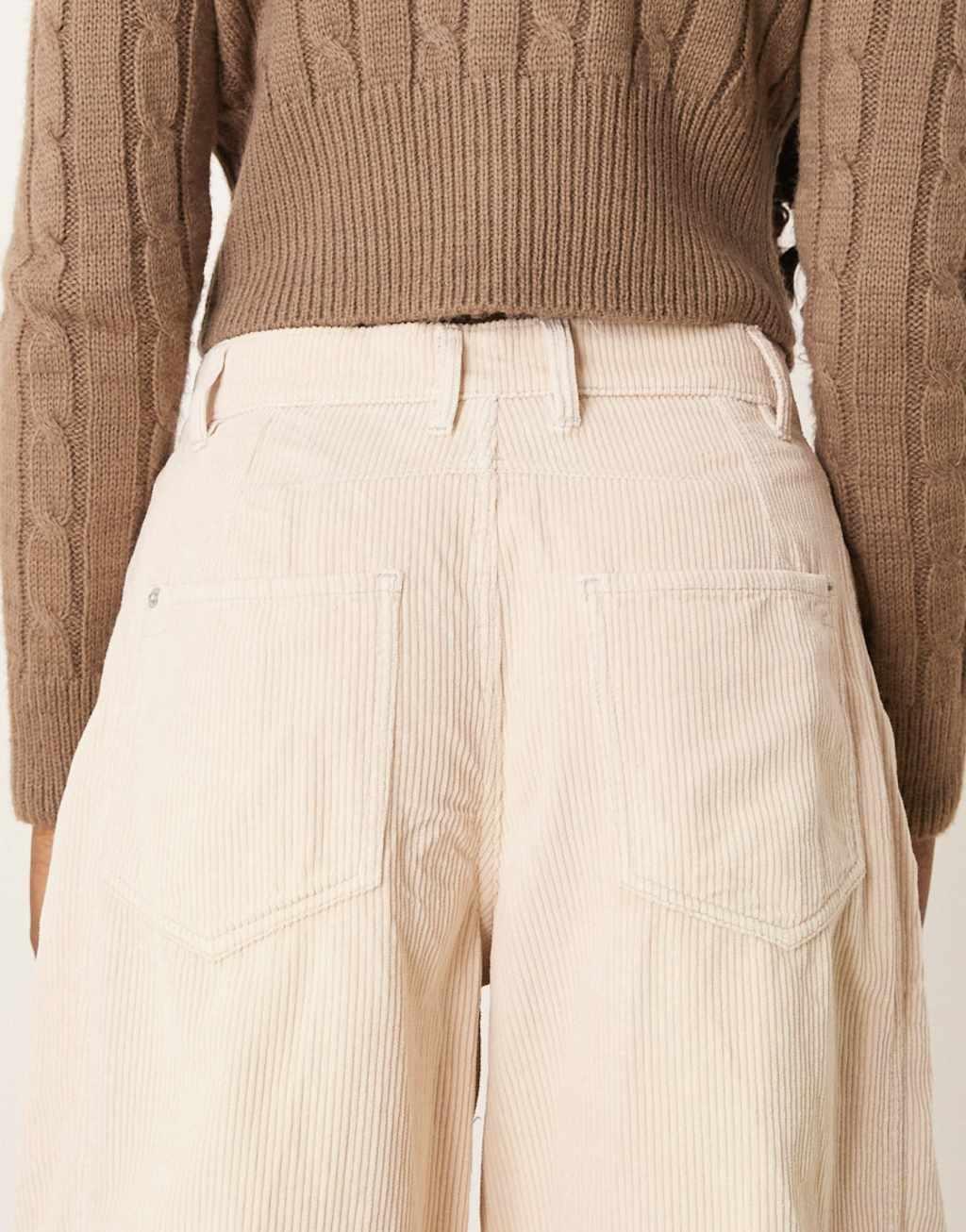 Free People Good Luck barrel leg cord jeans in light gray Product Image