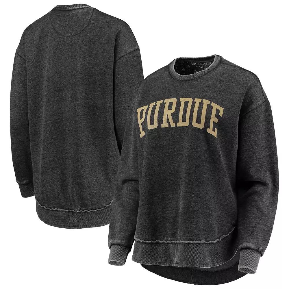 Women's Pressbox Black Purdue Boilermakers Vintage Wash Pullover Sweatshirt, Size: XL Product Image