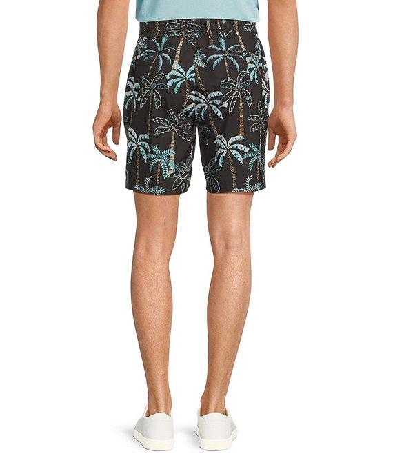 Caribbean Isle Breeze Flat Front Palm Print Performance Stretch 7#double; Inseam Shorts Product Image