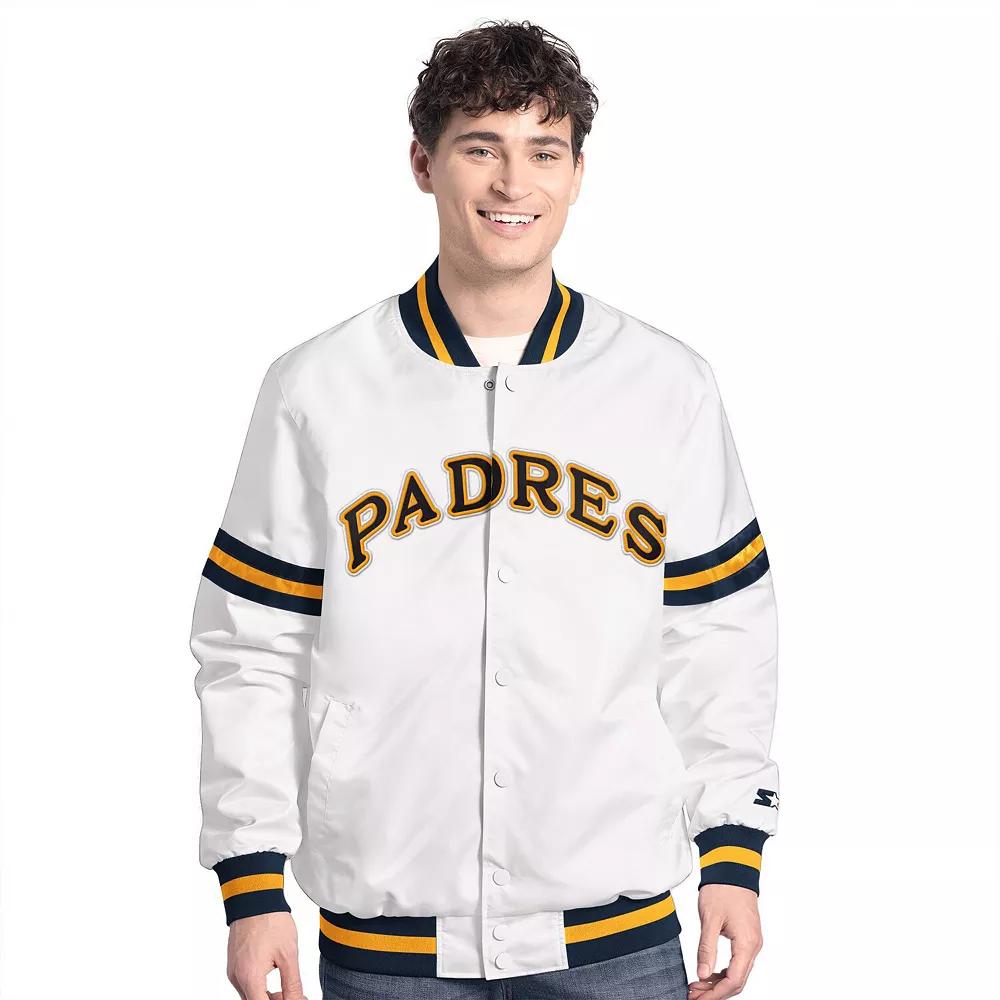 Men's Starter White San Diego Padres Cooperstown Scout Full-Snap Varsity Jacket,  Product Image
