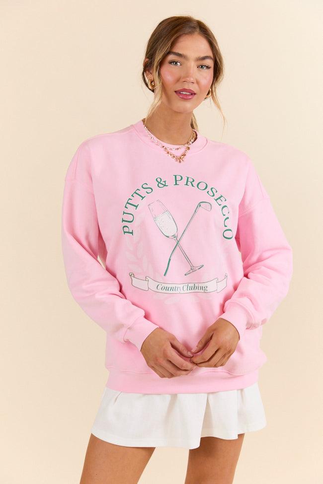 Putts & Prosecco Light Pink Graphic Sweatshirt Product Image