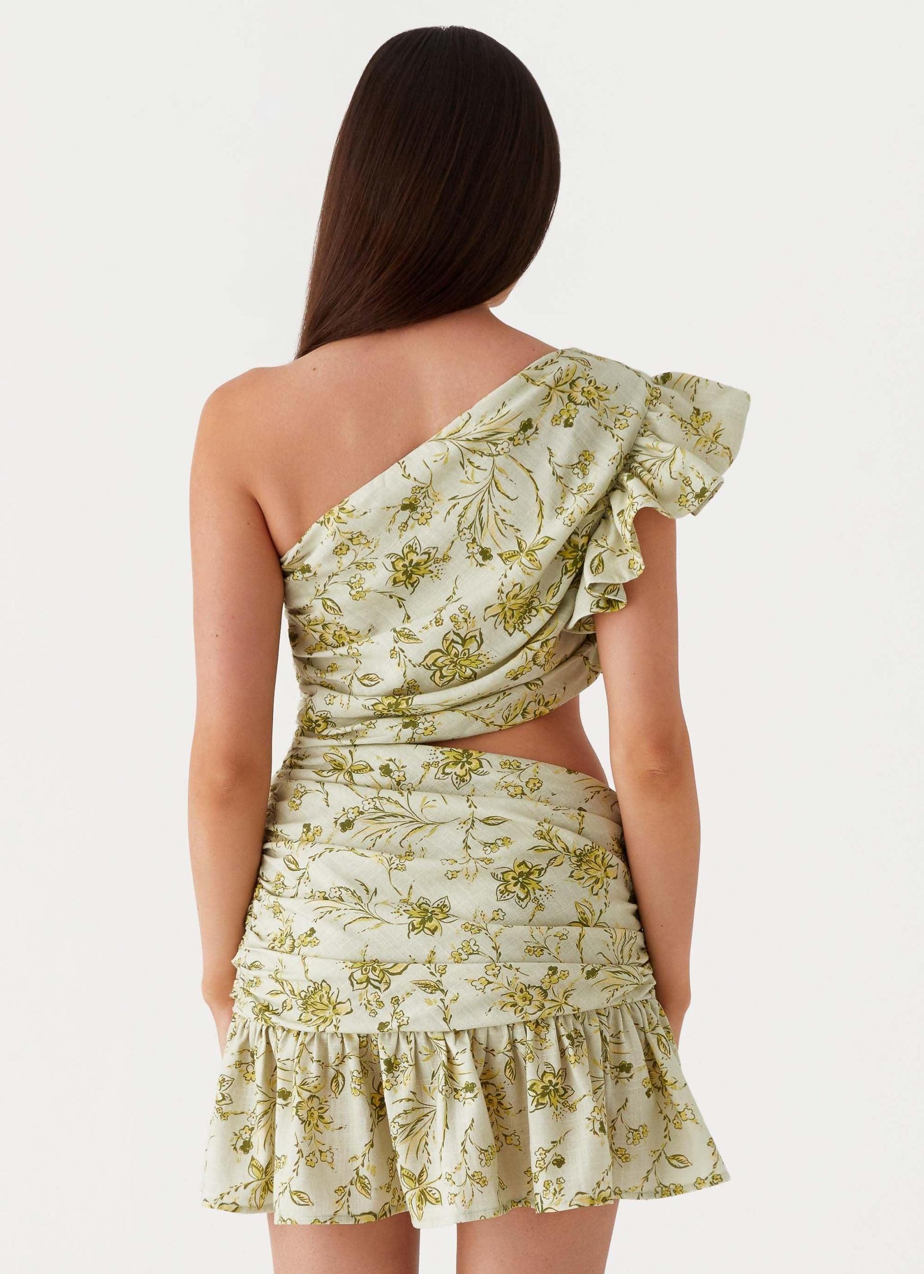 Maisie Linen Mini Dress - Sage Floral Product Image