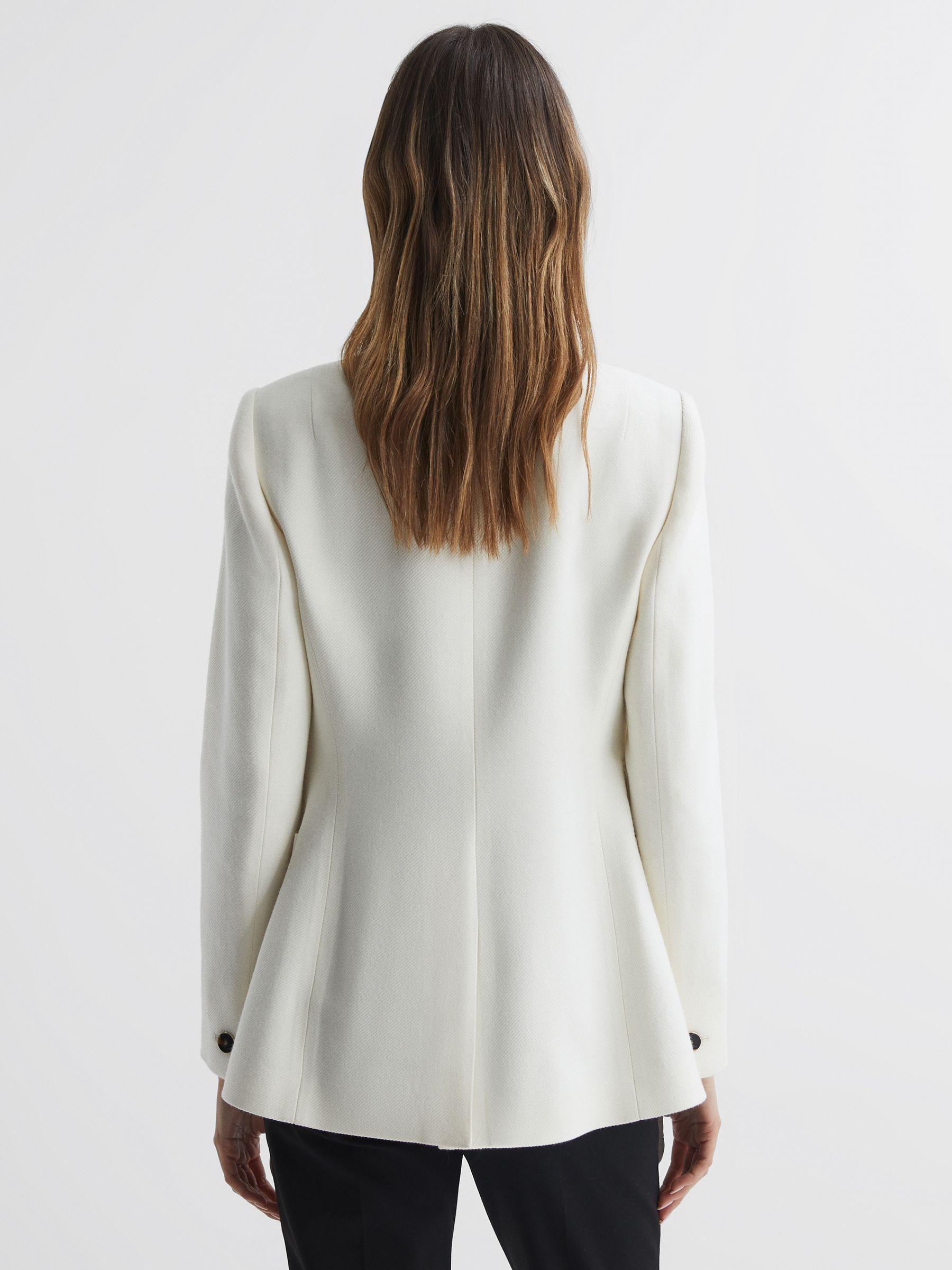 Double Breasted Twill Blazer in White Product Image