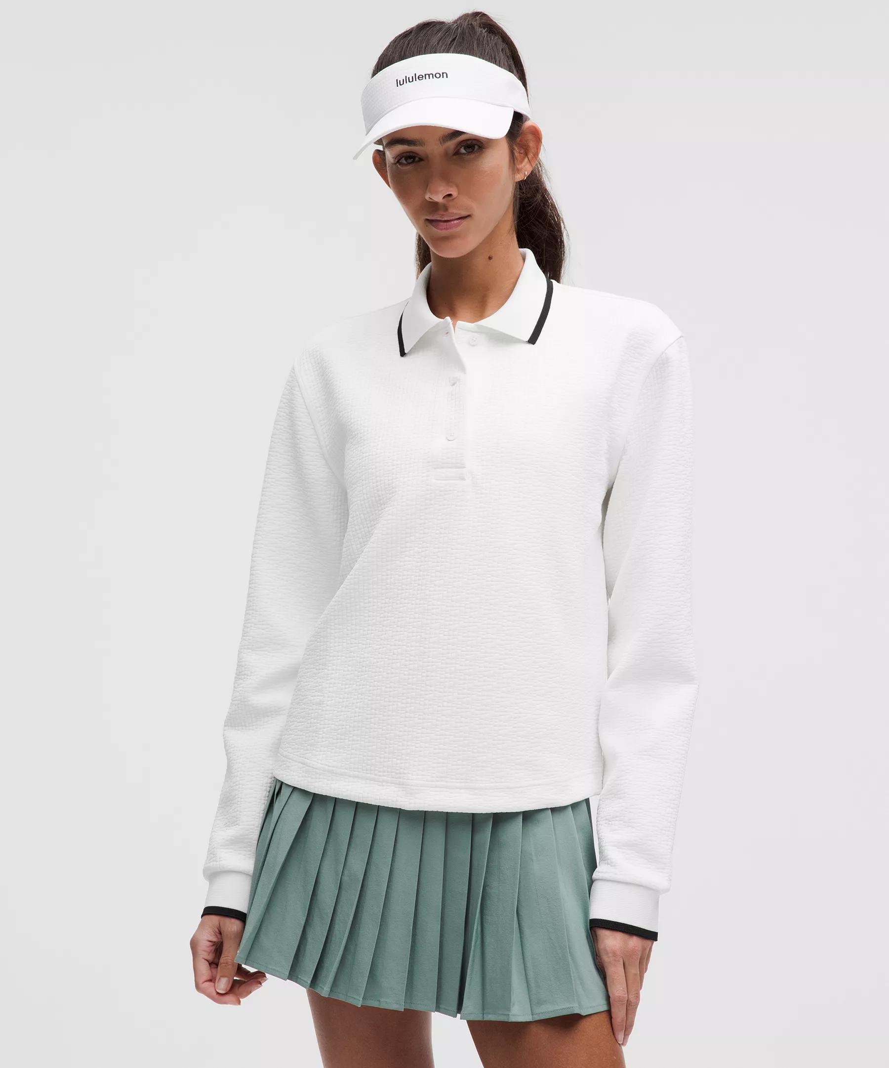 Textured Long-Sleeve Tennis Polo Shirt Product Image