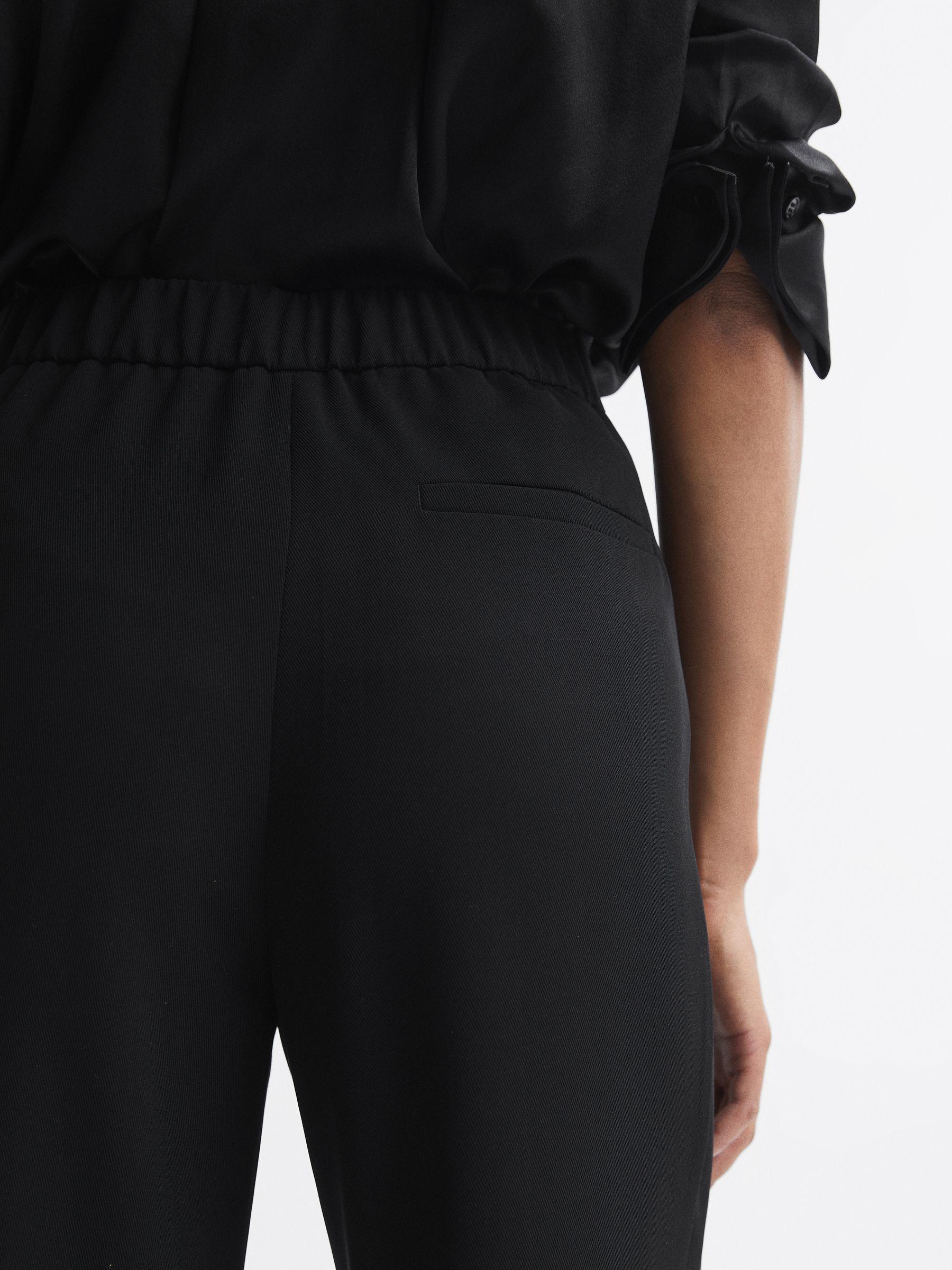 Elasticated Waist Wide Leg Trousers in Black Product Image