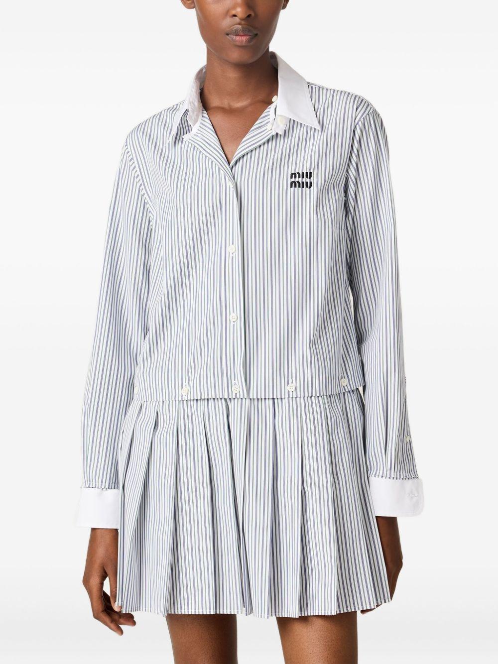 pleated striped mini shirt dress Product Image