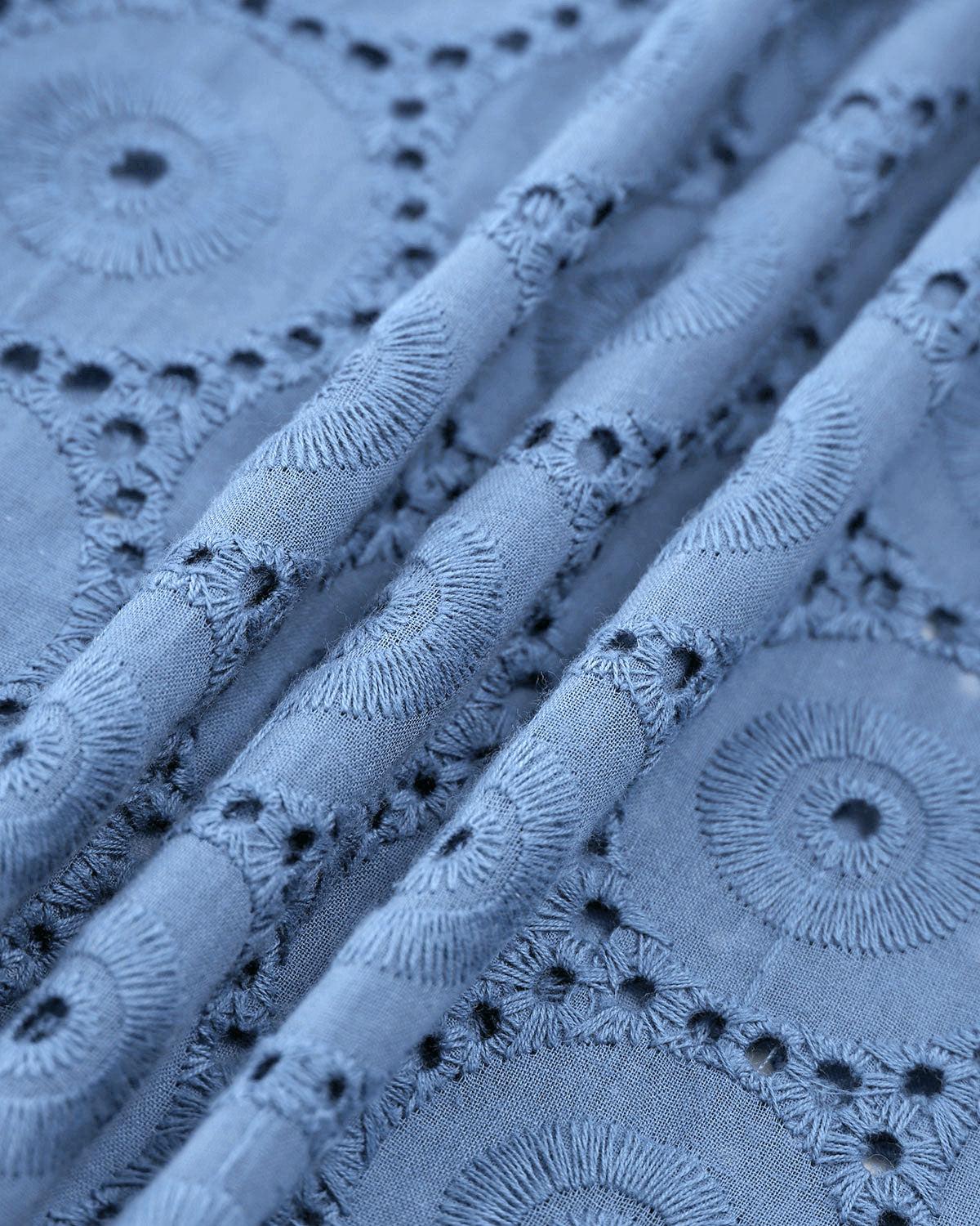 The Blue Puff Sleeve Cutout Slit Maxi Dress Female Product Image