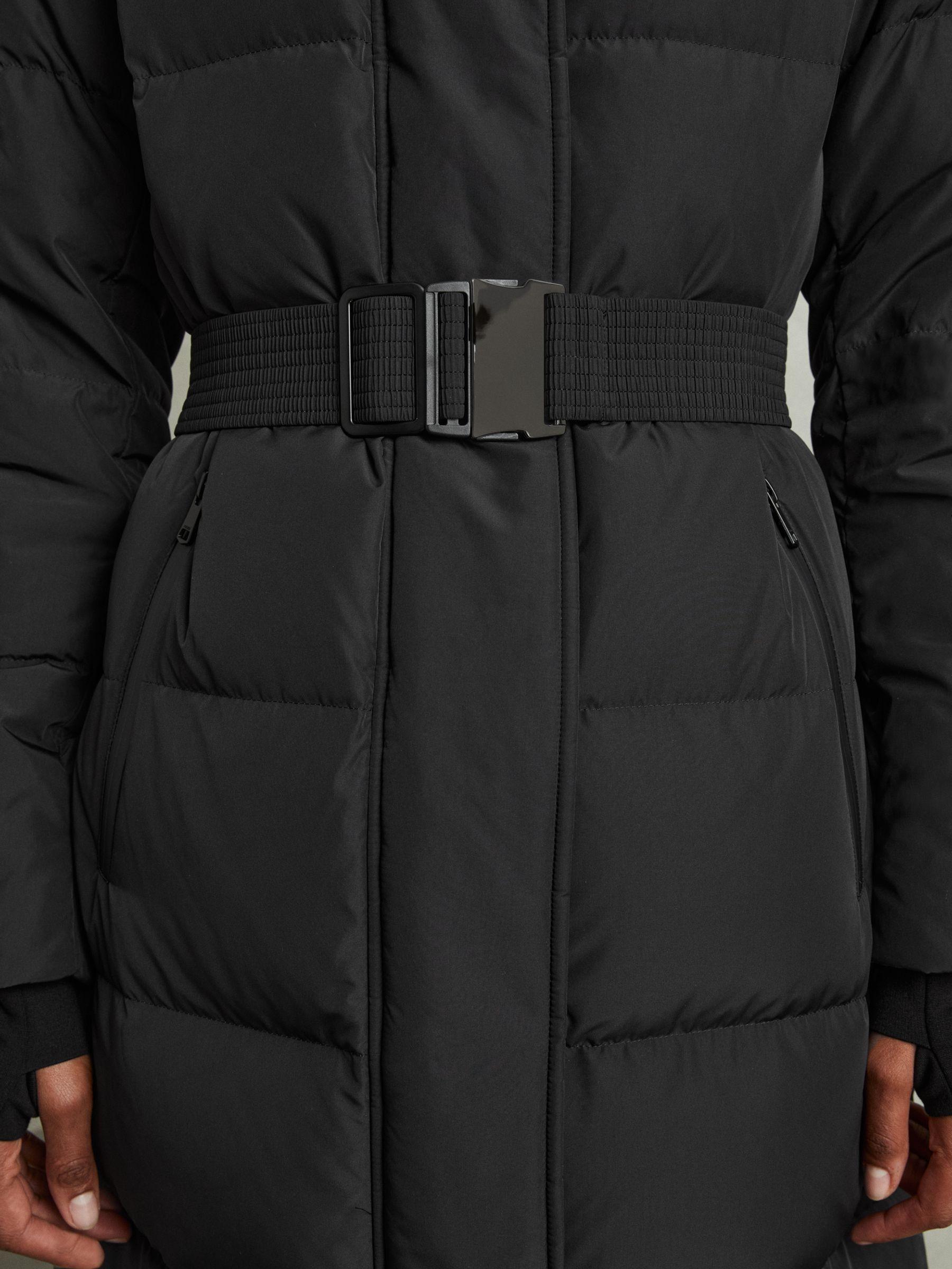 Petite Longline Hooded Puffer Coat in Black Product Image