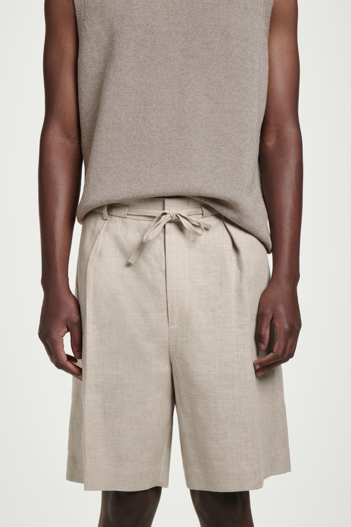 TAILORED DRAWSTRING LINEN SHORTS Product Image