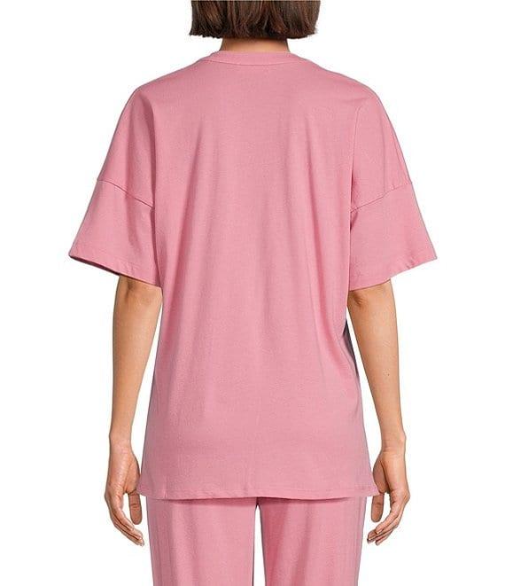 N by Natori Knit Short Sleeve Mandarin Collar Coordinating Lounge Top Product Image