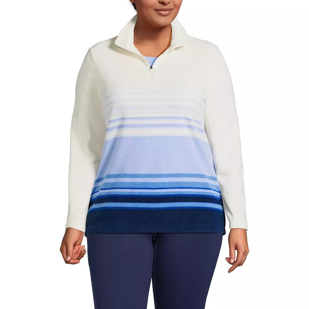 Plus Size Lands' End Ombre Striped 1/4-Zip Fleece Pullover, Women's, Size: 1XL, Rhubarb Ombre Stripe Product Image