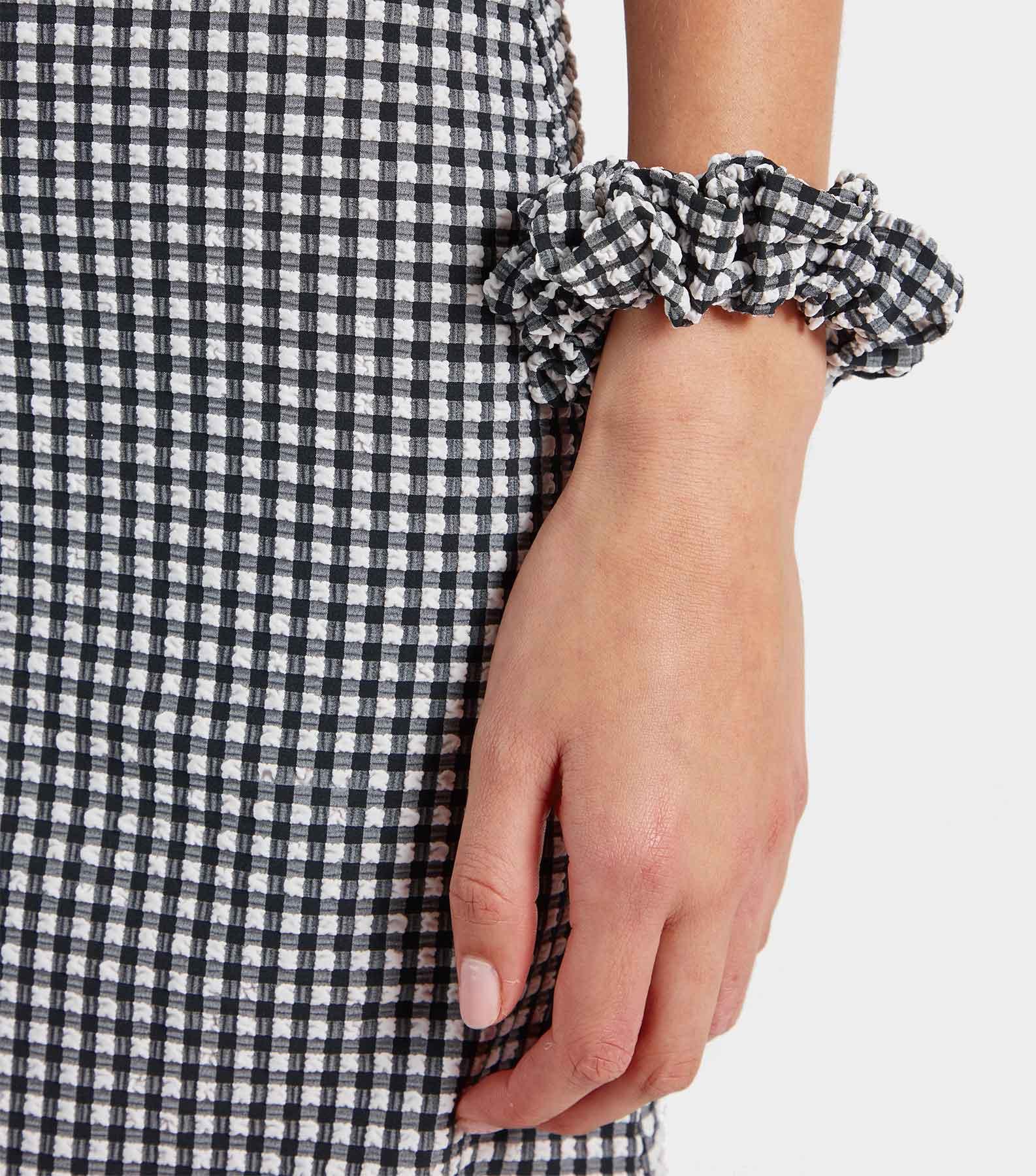 Gingham Seersucker Scrunchie - Black Gingham Product Image