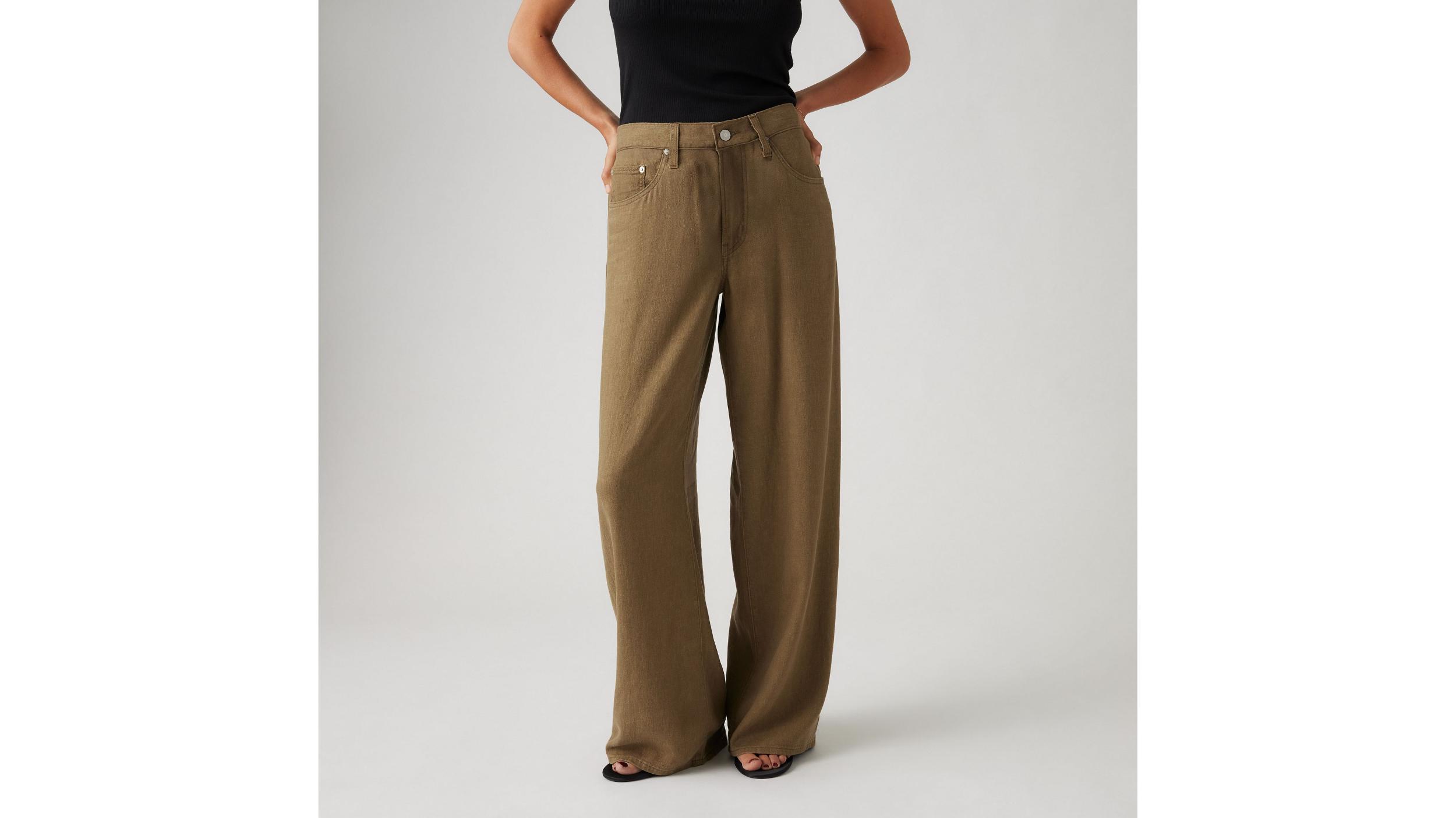 XL Baggy Straight Linen Blend Women's Pants Product Image