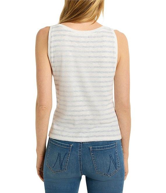 NIC + ZOE Knit Stripe Print Boat Neck Sleeveless Tank Product Image
