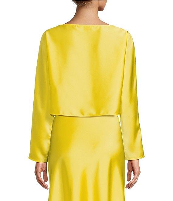 Antonio Melani Blyss Boat Neck Long Sleeve Coordinating Satin Blouse Product Image