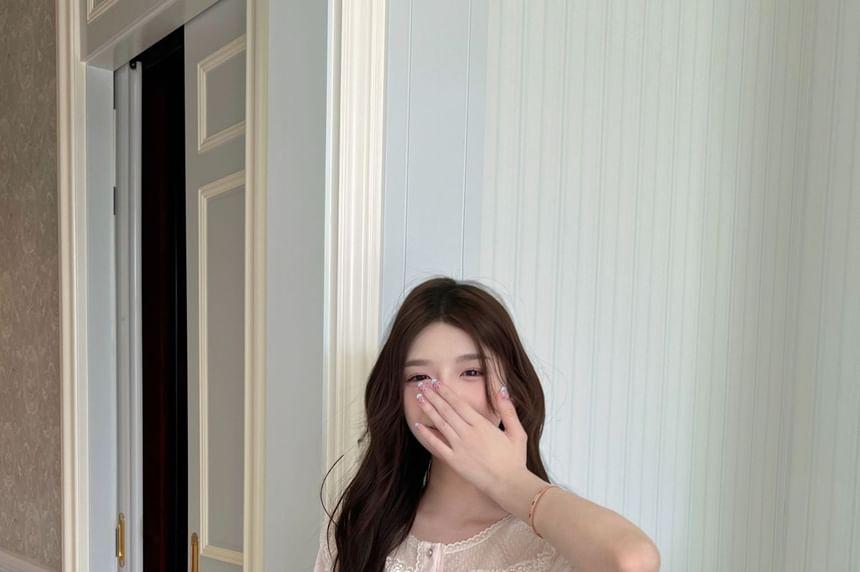 Lace Panel Pajama Set Product Image