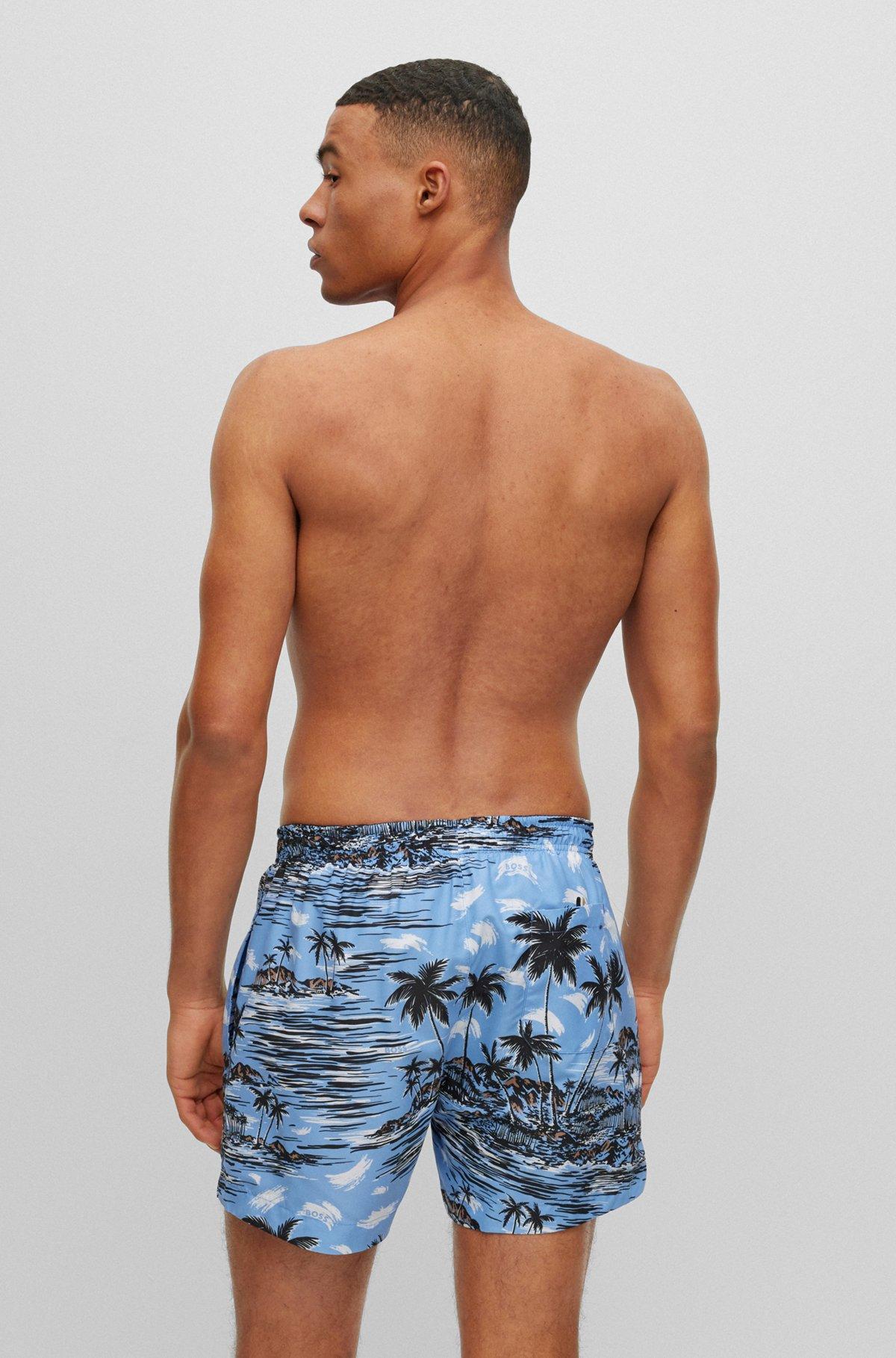 Seasonal-print swim shorts in quick-drying fabric Product Image