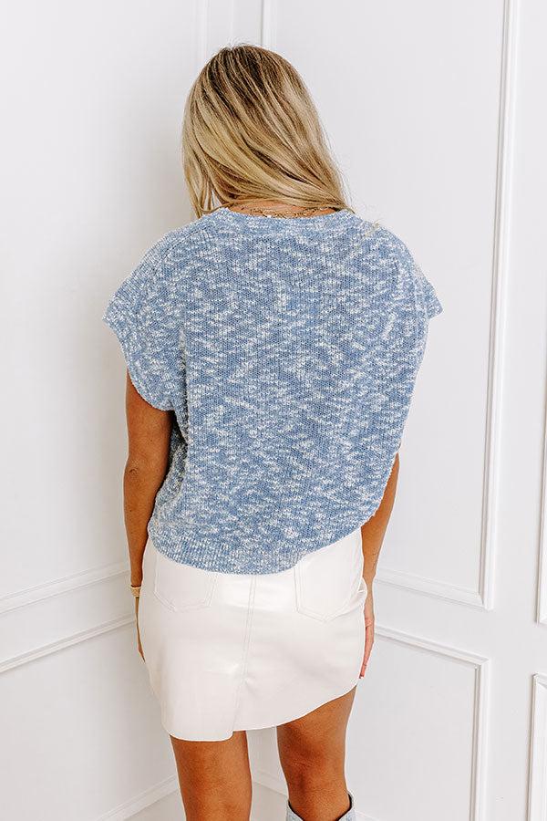 Trip To Barcelona Knit Top in Airy Blue Product Image
