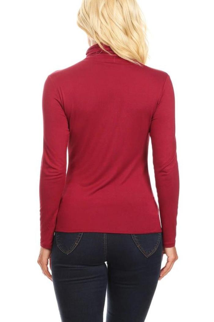 Solid Color Lightweight Mock Neck Turtleneck Sweater Top Product Image