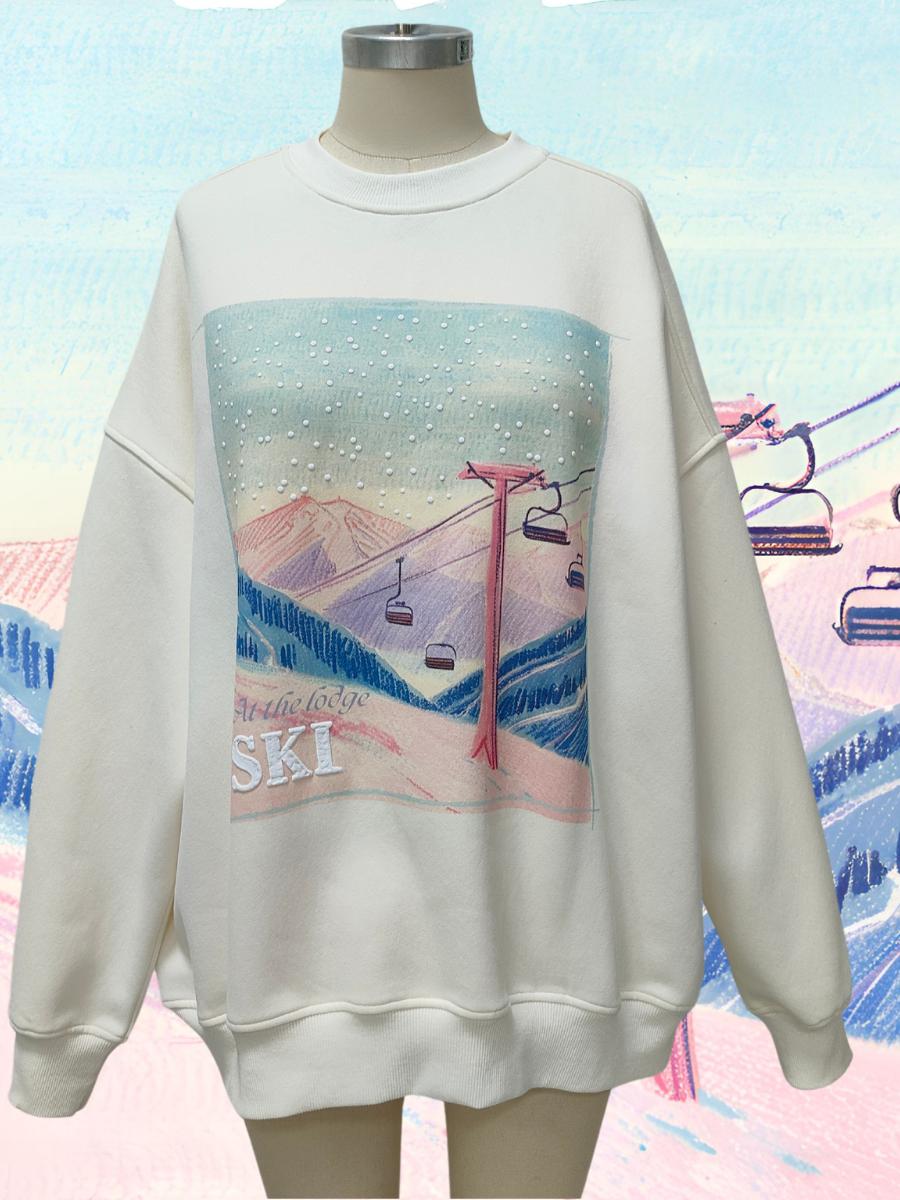 Ivory At The Lodge Ski Puff Print Sweatshirt Product Image