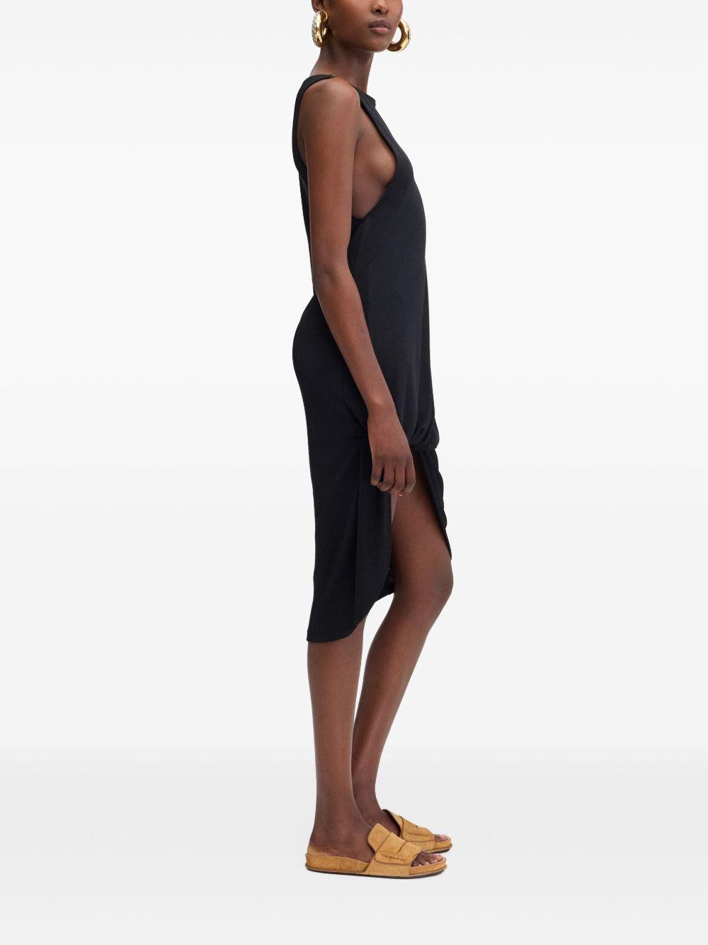 JACQUEMUS Draped Sleeveless Peplum Dress With Asymmetrical Hem In Black Product Image