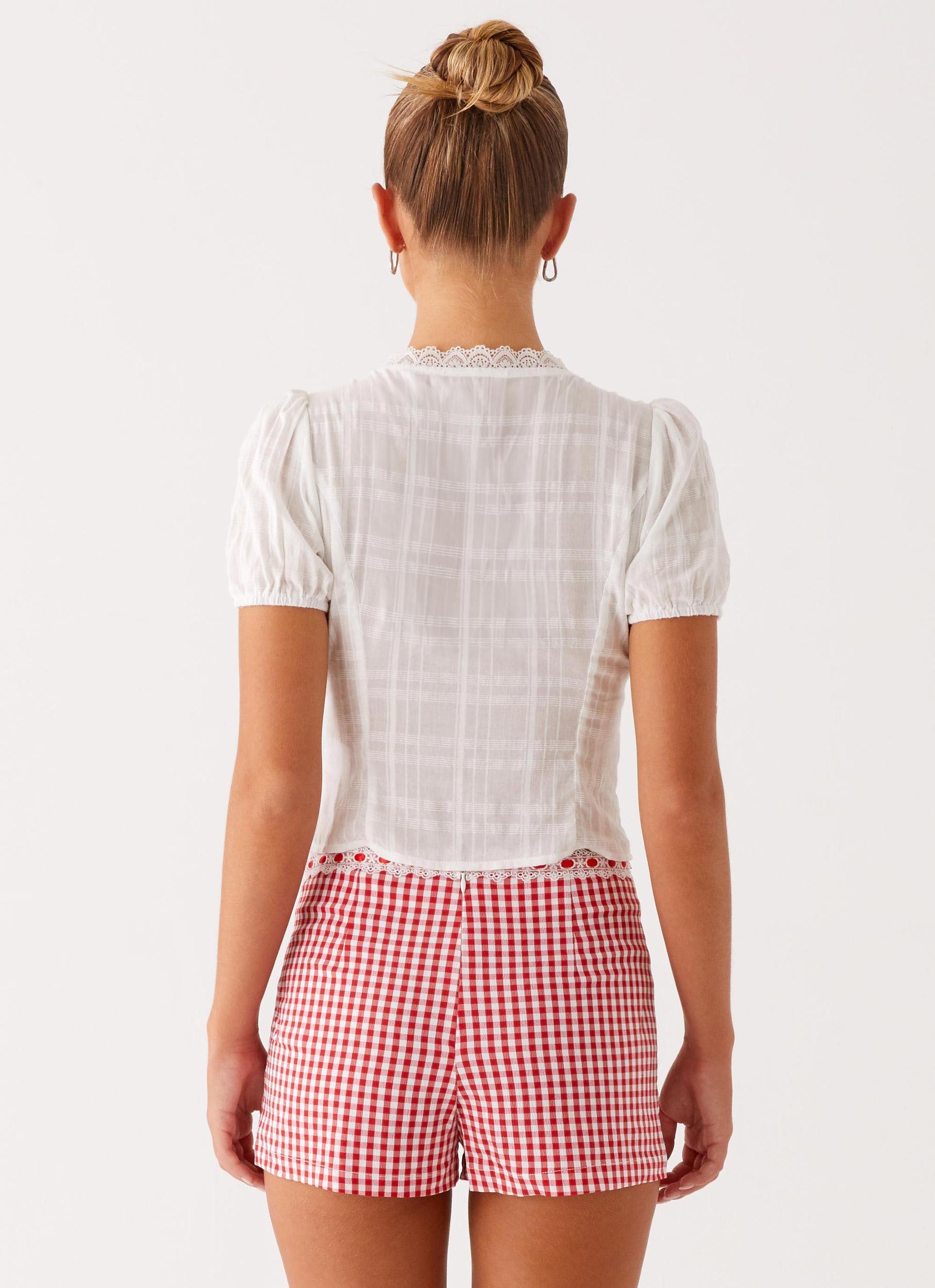 Devon Micro Shorts - Red Gingham Product Image