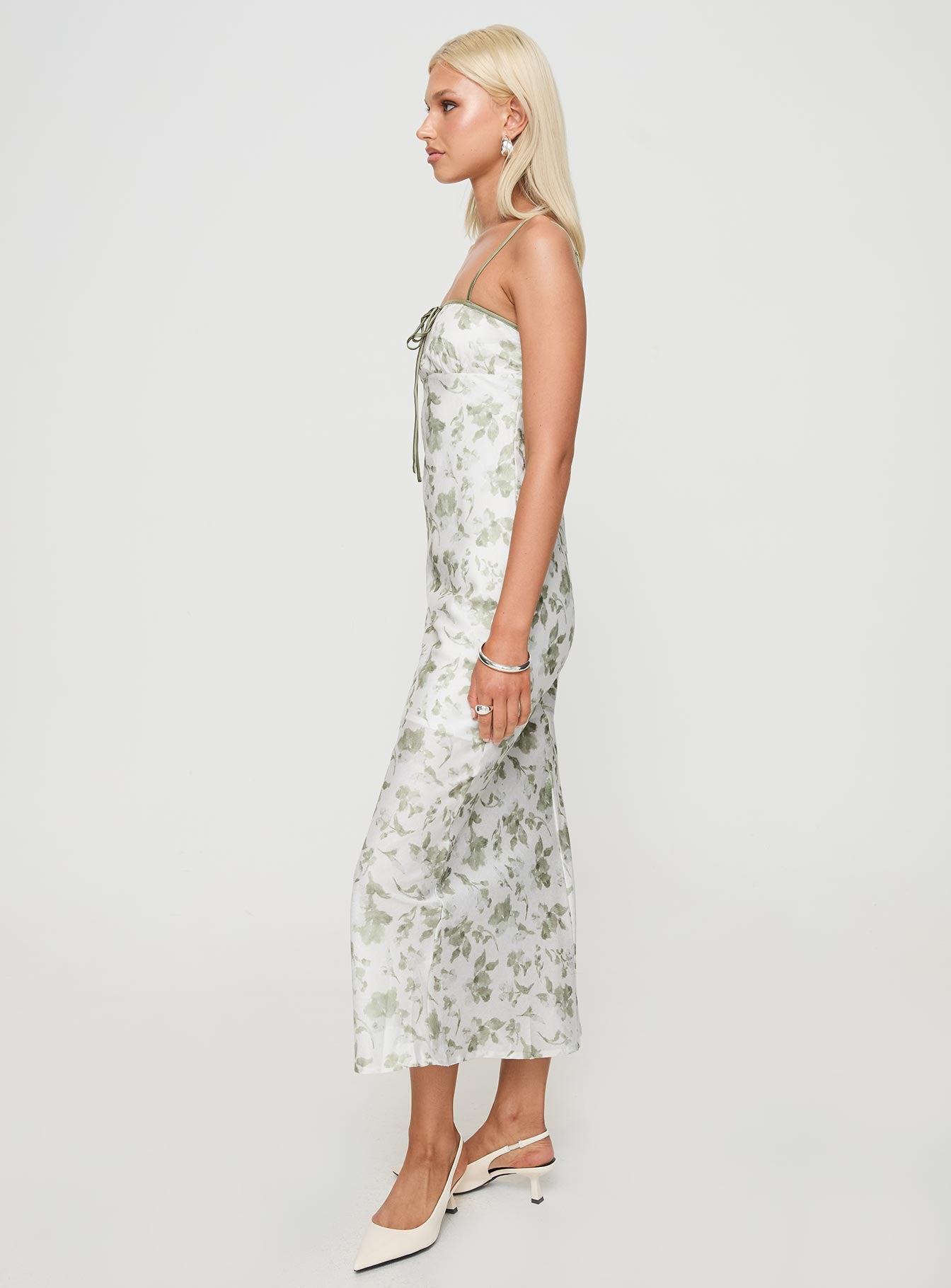 Vasiliki Maxi Dress White / Green Floral Product Image