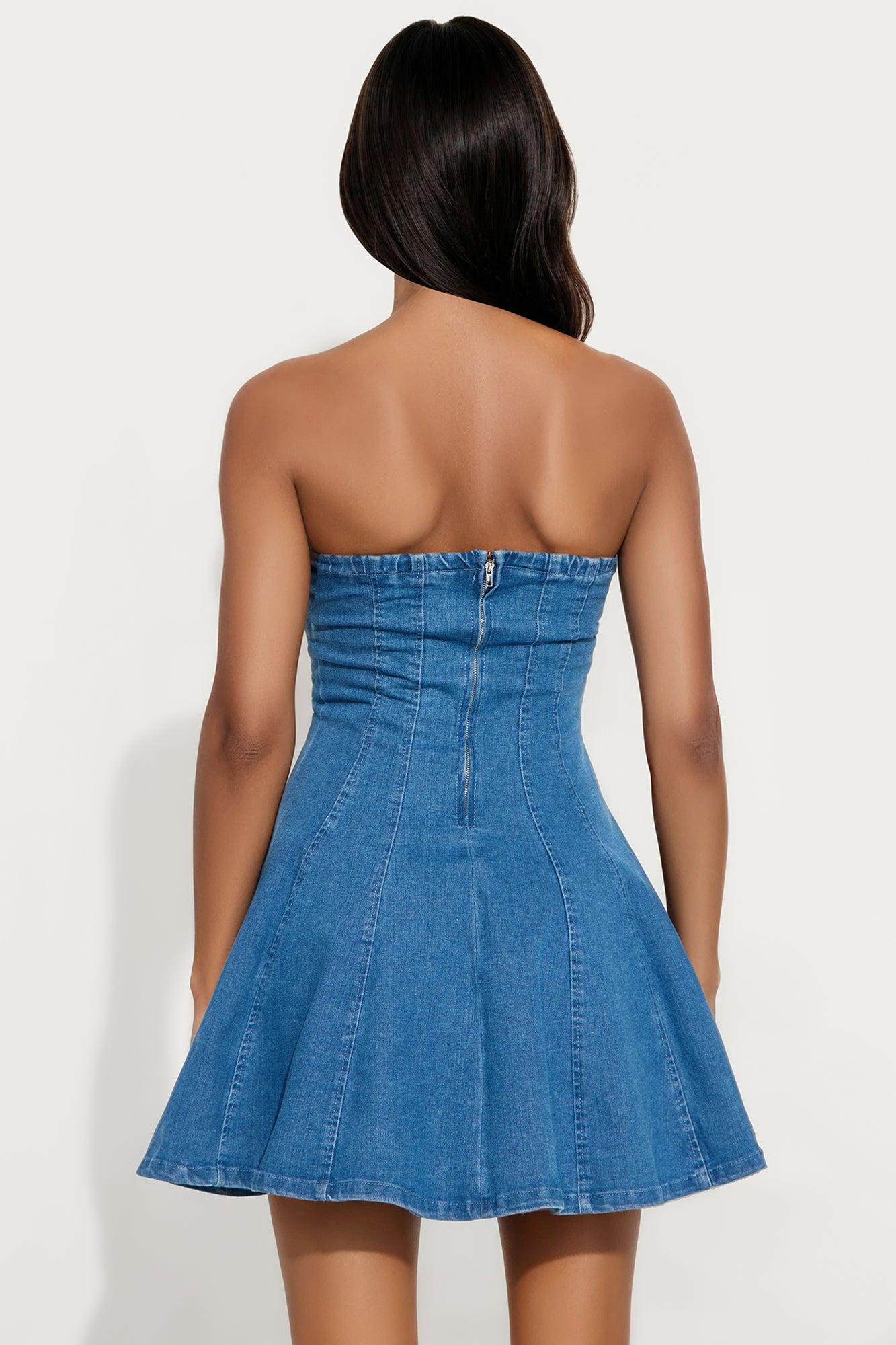 Violeta Denim Mini Dress - Denim Female Product Image