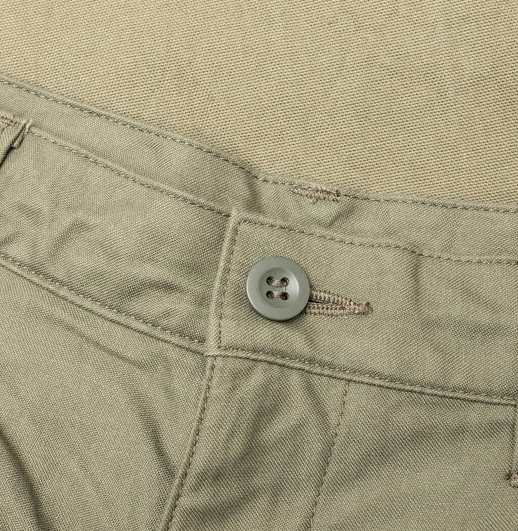 Contrast Cotton Pants - Khaki Male Product Image