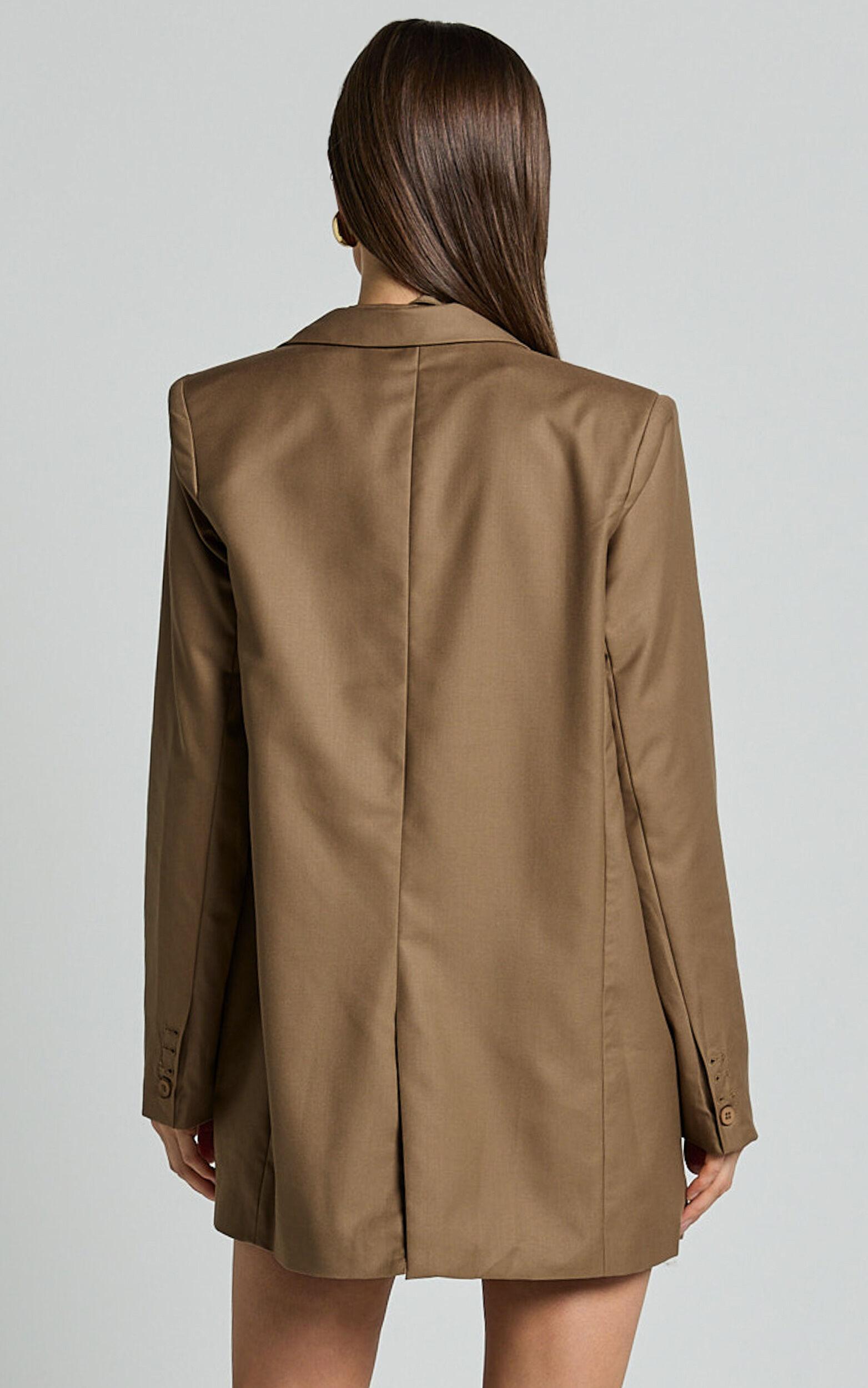 Haidy Blazer - Single Breasted Boyfriend Blazer in Taupe Product Image