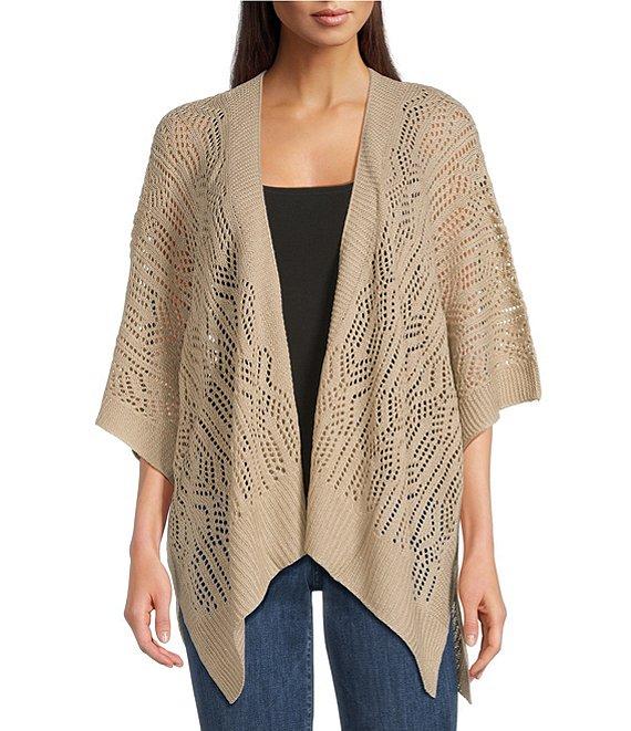 Vince Camuto Rib Knit Border Topper Product Image