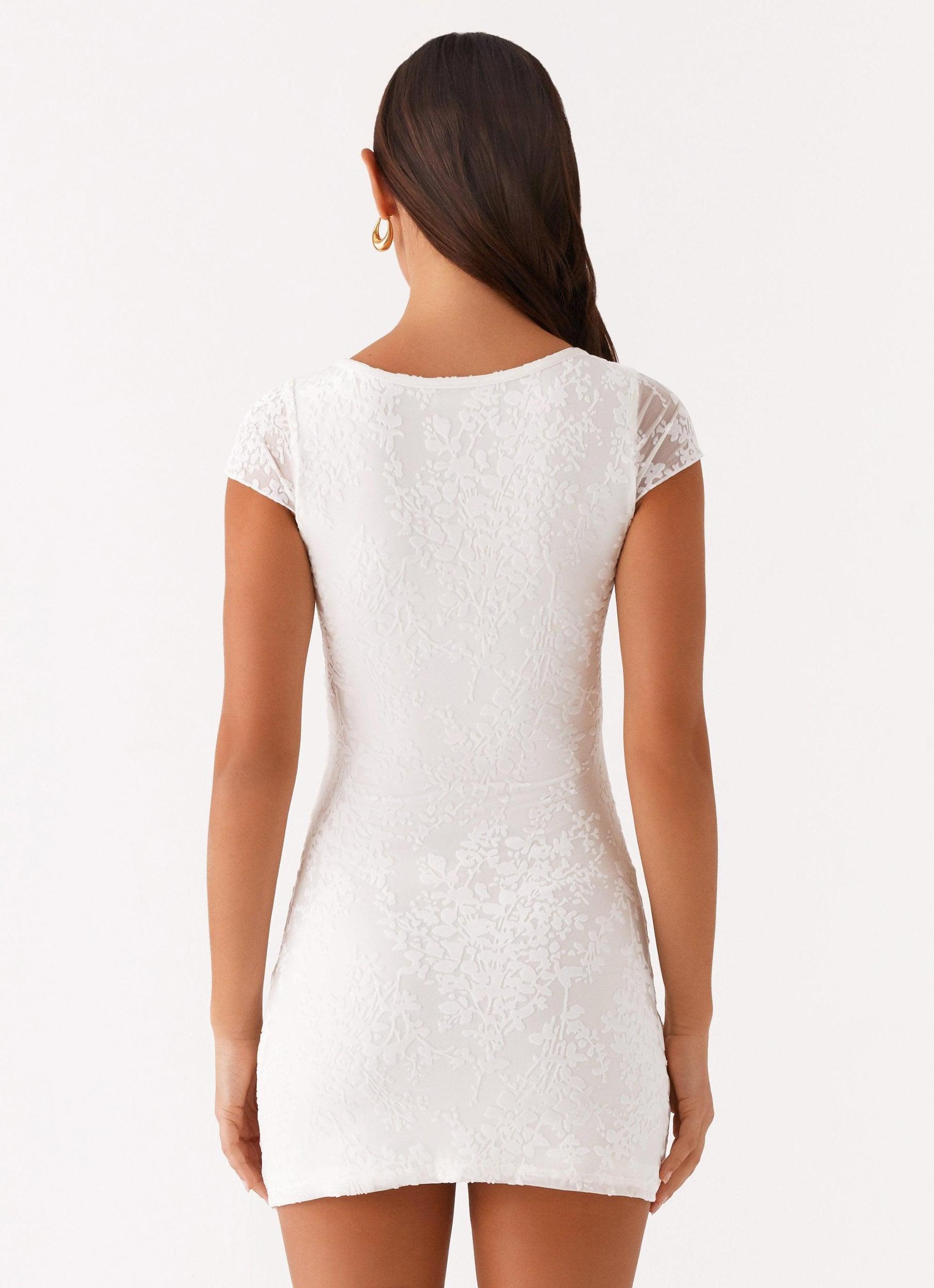 Nessa Mesh Mini Dress - White Product Image
