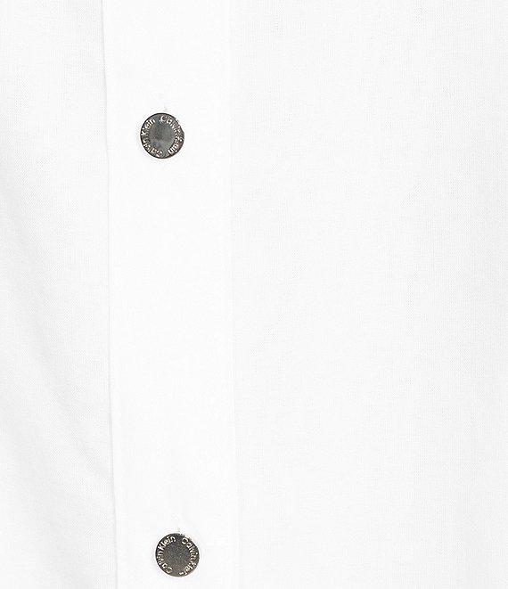 Calvin Klein Cotton Crew Neck Roll Tab Sleeve Button Front Blouse Product Image