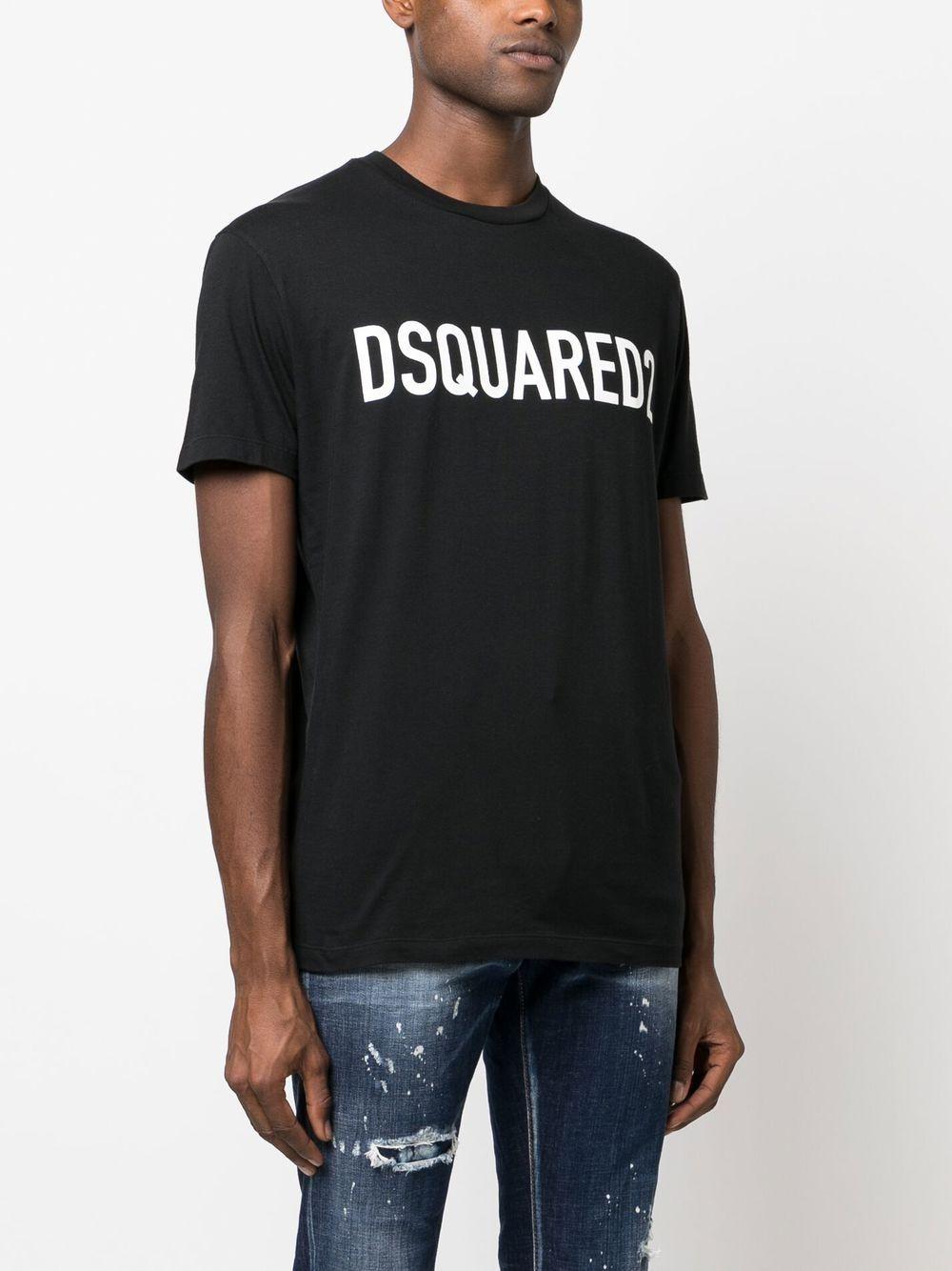 DSQUARED2 Mens Black Brand-print Crewneck Regular-fit Cotton-jersey T-shirt Product Image