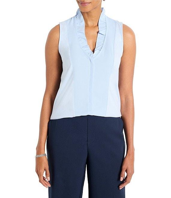 NIC + ZOE Ruffled Around V-Neck Sleeveless Tank Product Image