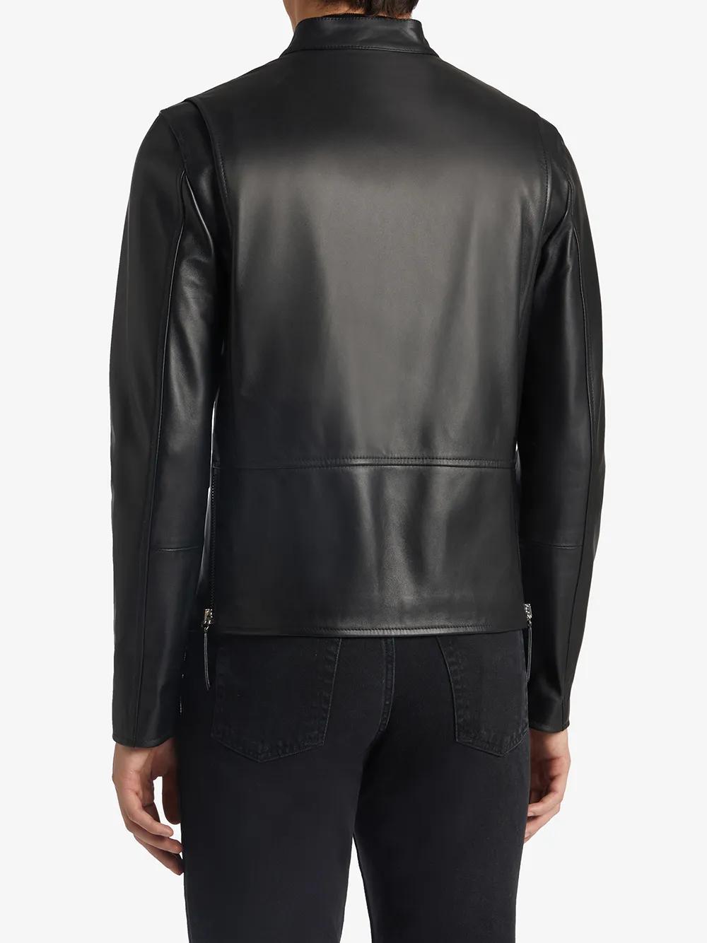 leather zip-up jacket Product Image