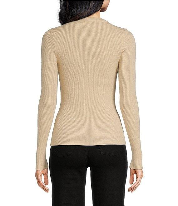 A Loves A Wool Blend Ribbed Knit Crew Neck Long Sleeve Fitted Tee Shirt Product Image