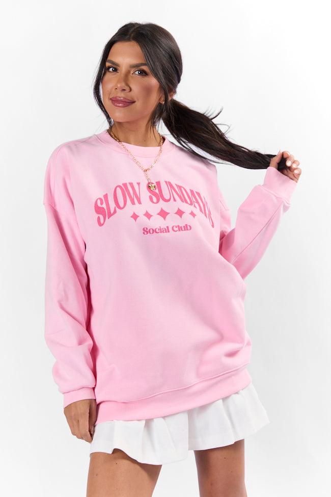Slow Sundays Light Pink Graphic Sweatshirt Product Image