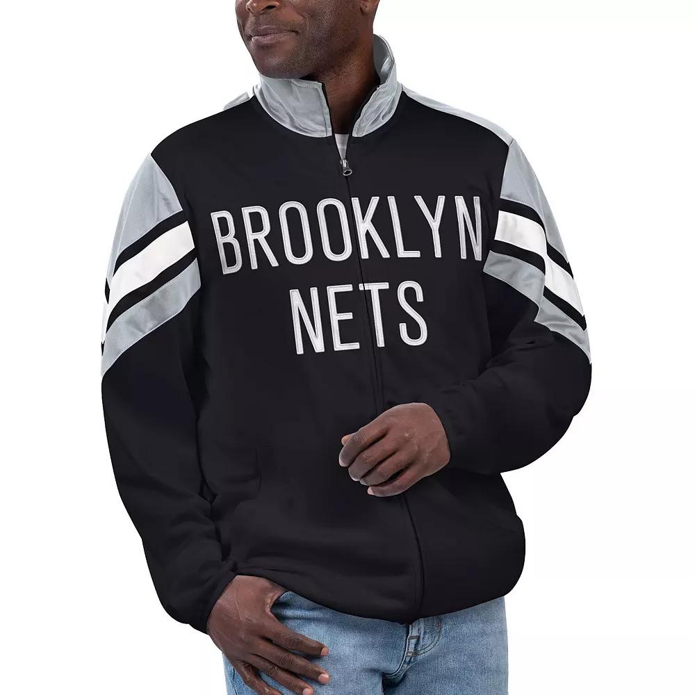 Men's G-III Sports by Carl Banks Black Brooklyn Nets Game Ball Full-Zip Track Jacket,  Product Image
