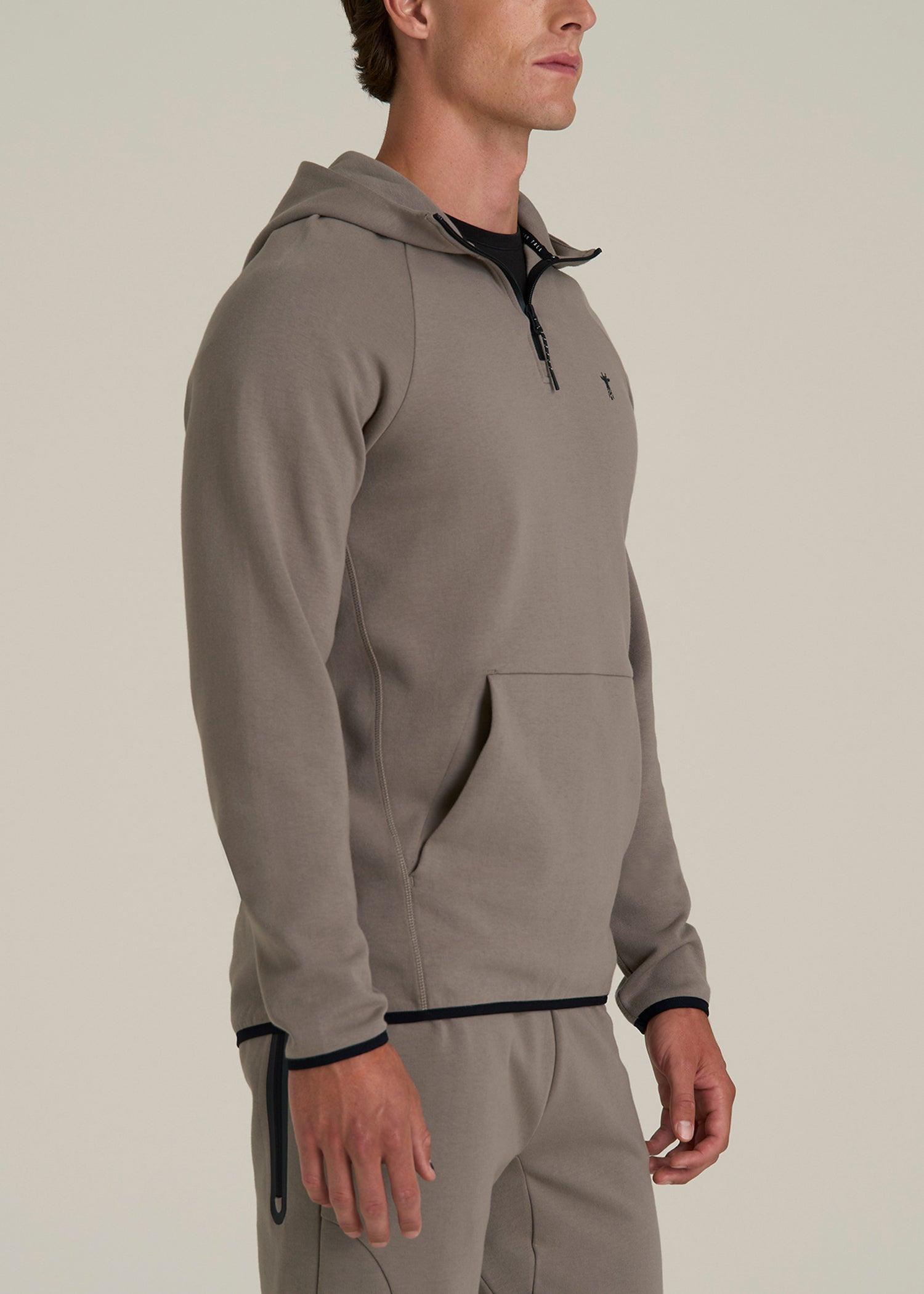 Tech Motion Fleece Hooded Popover for Tall Men in Portobello Male Product Image