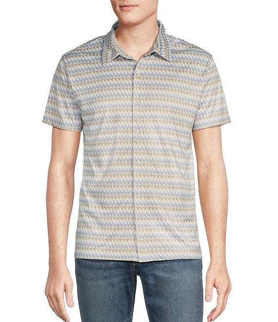 Cremieux Premium Denim Abstract Retro Print Coat Front Knit Shirt Product Image