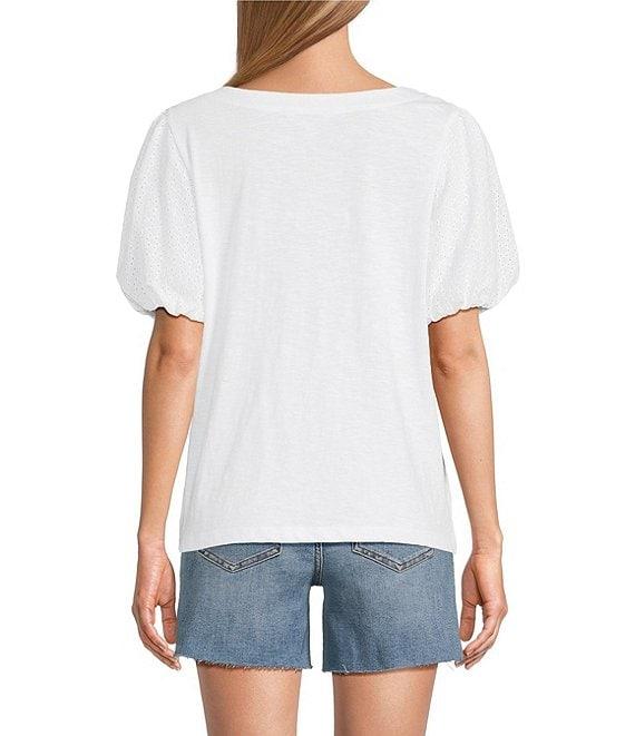 Tommy Bahama Eyelet Embroidery Cotton Lux Tee Shirt Product Image