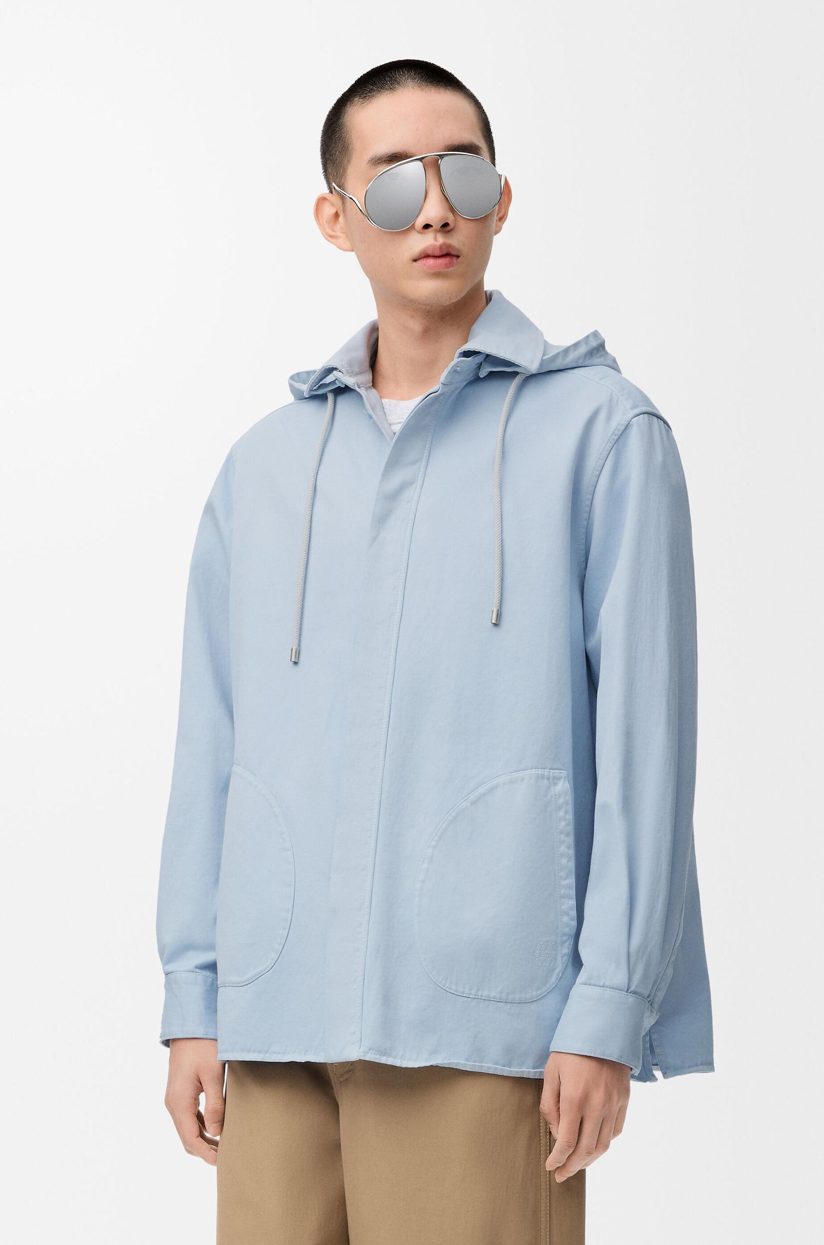 Hooded overshirt in cotton Product Image