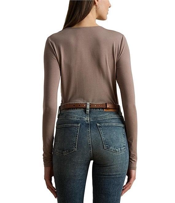 Lauren Ralph Lauren Stretch Jersey Asymmetrical Neck Long Sleeve Top Product Image