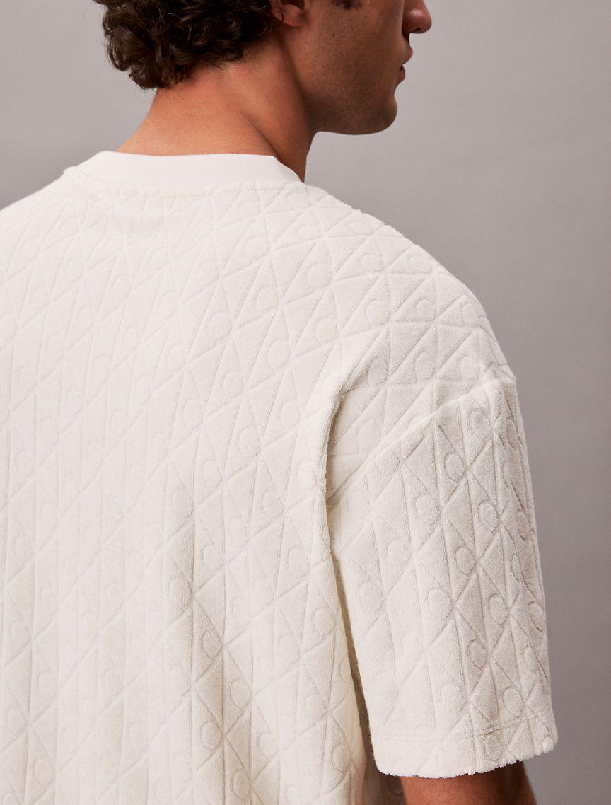 Terry Allover Embossed Emblem Logo Relaxed T-Shirt Product Image